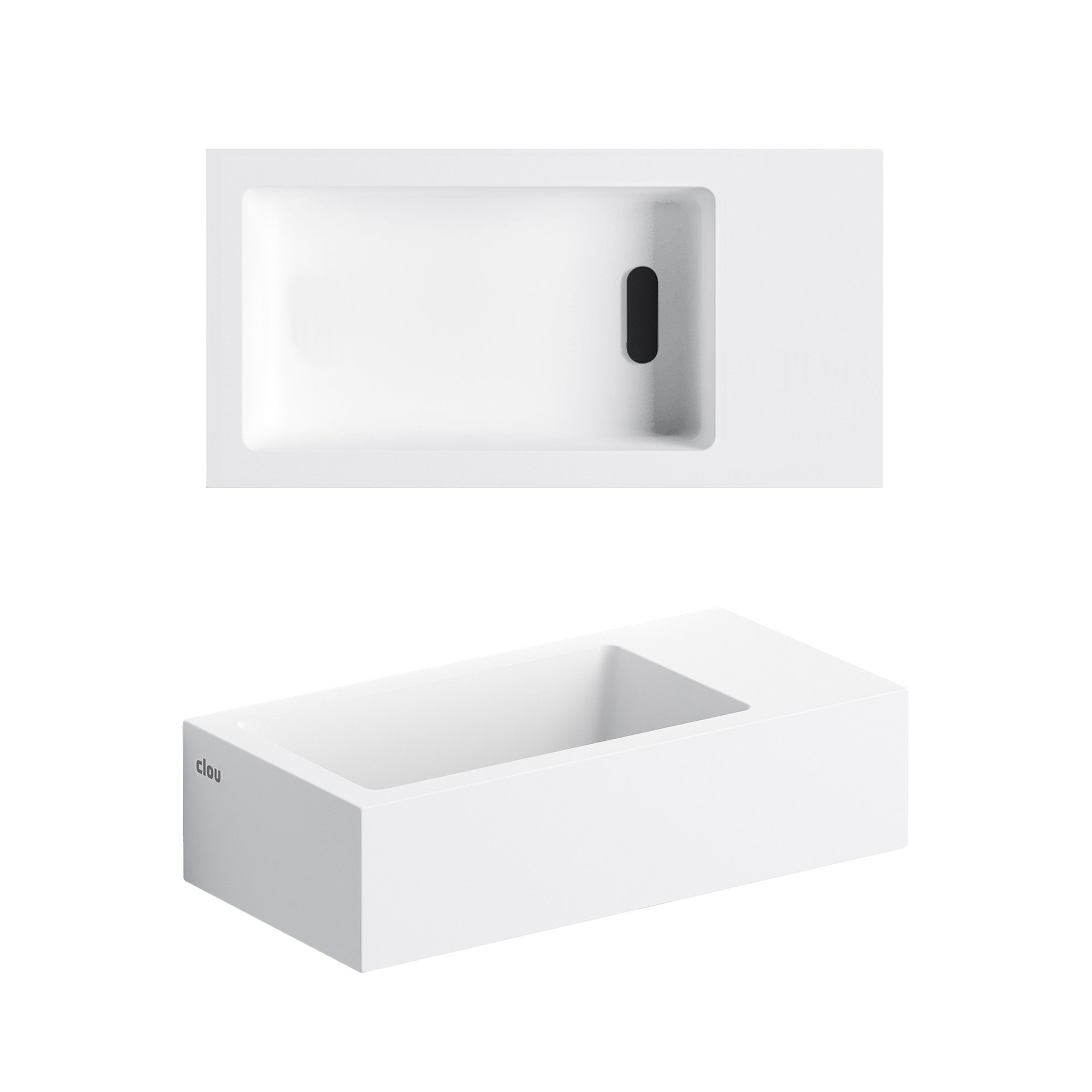 Clou Flush 3 fontein 36x18cm aluite - voorbewerkt kraangat - rechts - CL/03.13031 - Afbeelding 2