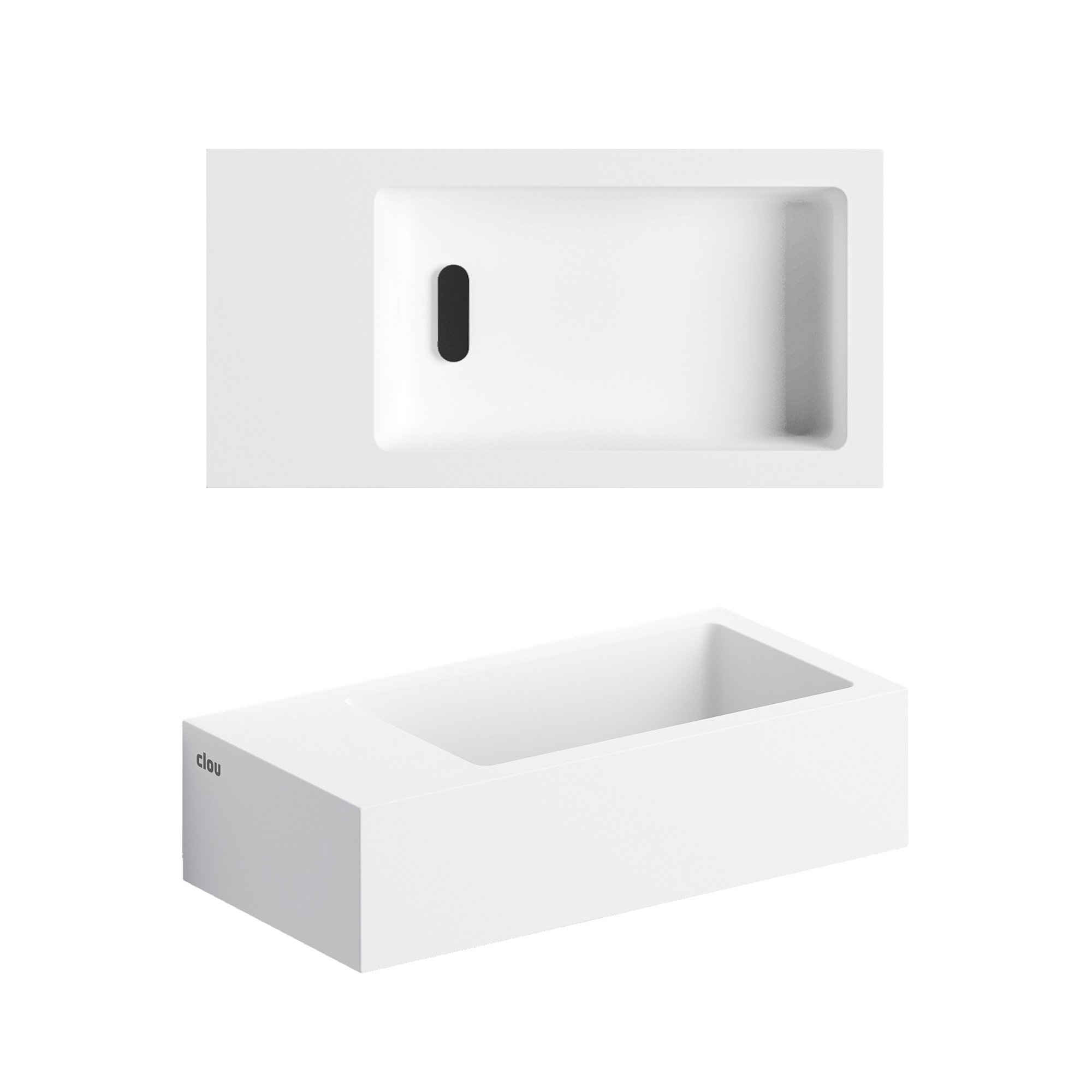 Clou Flush 3 fontein 36x18cm aluite - voorbewerkt kraangat - links - CL/03.13032 - Afbeelding 2