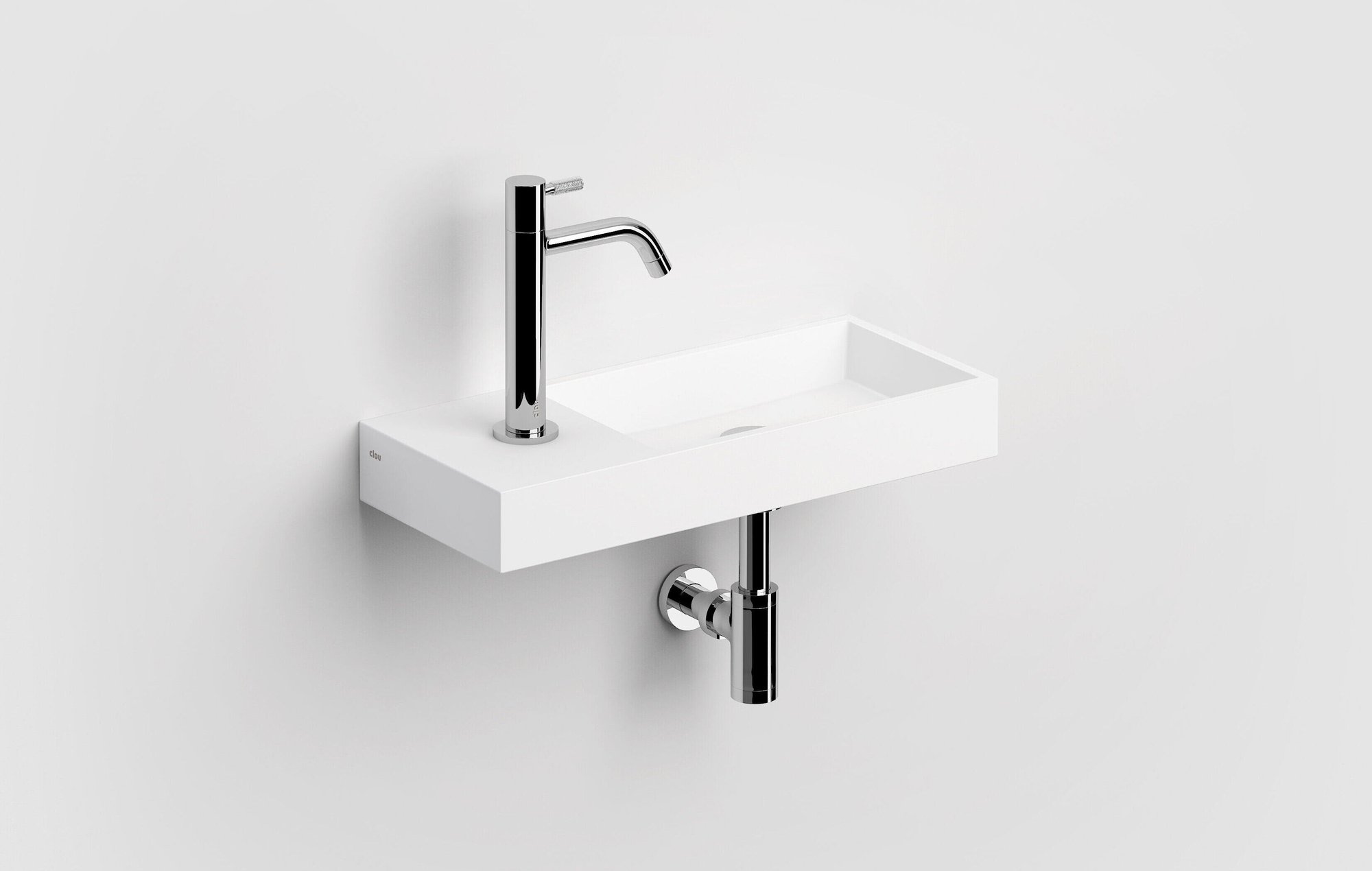 Clou Mini Wash Me fontein 45x19cm aluite - voorbewerkt kraangat links - mat wit - CL/03.13134 - Afbeelding 2