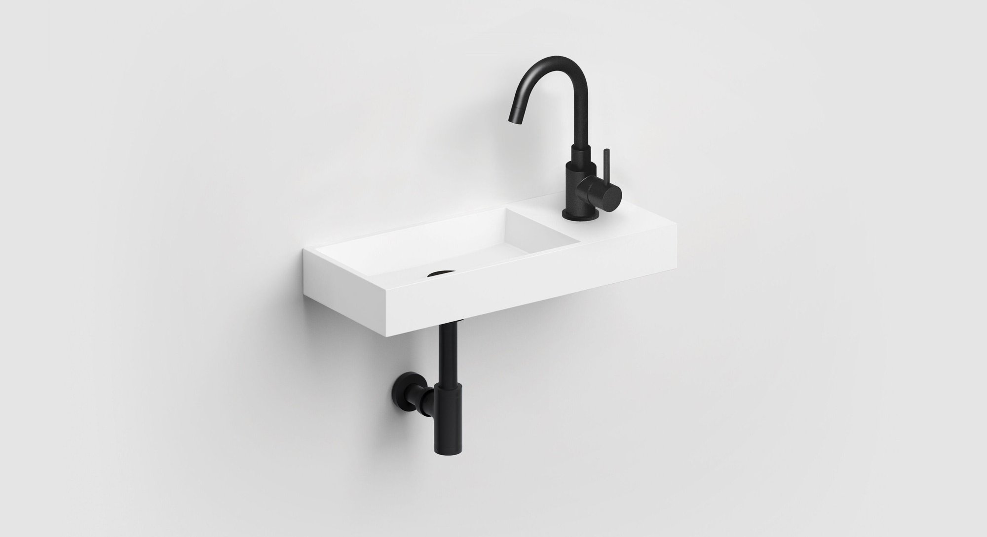 Clou Mini Wash Me fontein 45x19cm aluite - voorbewerkt kraangat rechts - mat wit - CL/03.13135 - Afbeelding 2