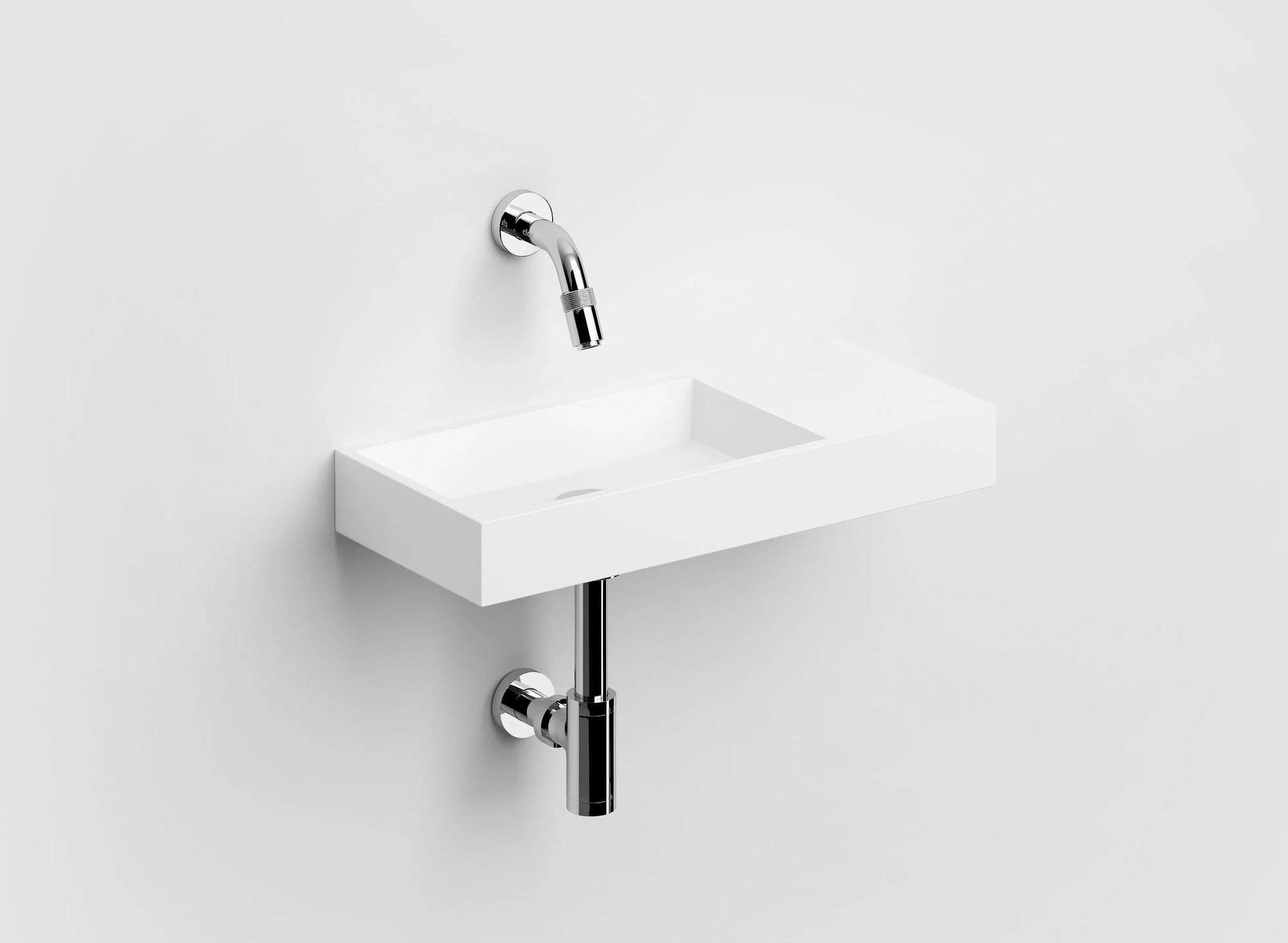 Clou Mini Wash Me fontein 45x19cm aluite - voorbewerkt kraangat rechts - mat wit - CL/03.13135 - Afbeelding 3