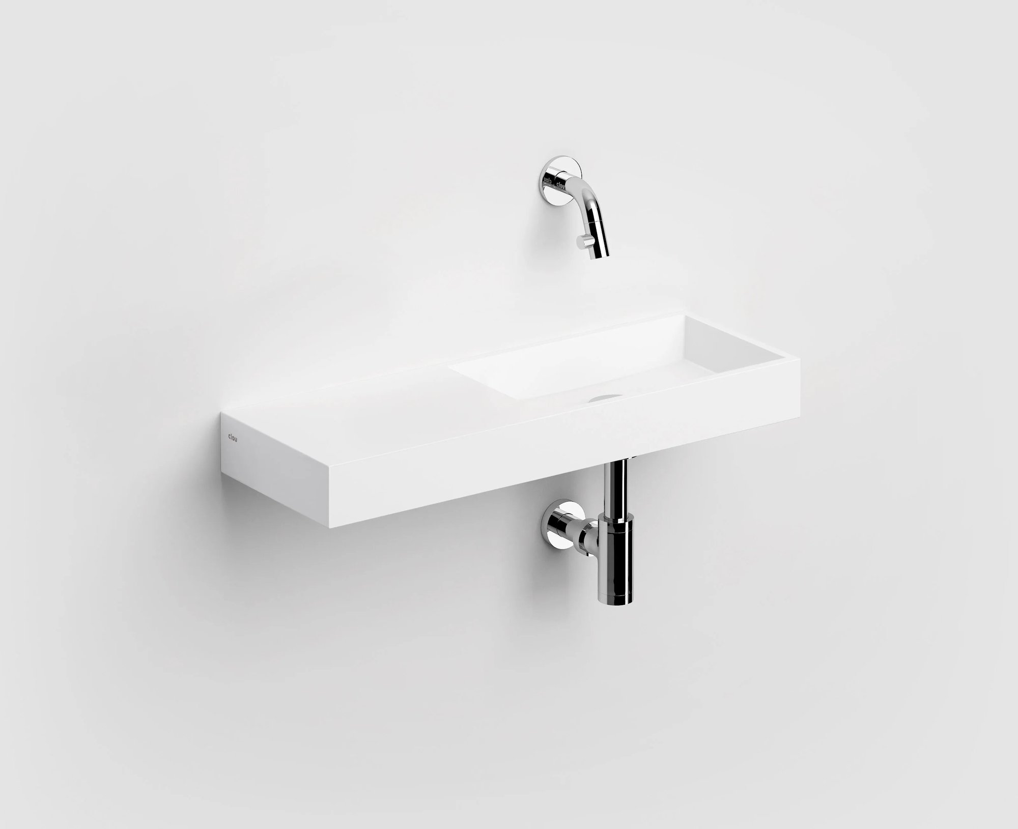 Clou Mini Wash Me fontein 56x19cm aluite - voorbewerkt kraangat links - mat wit - CL/03.13138 - Afbeelding 2