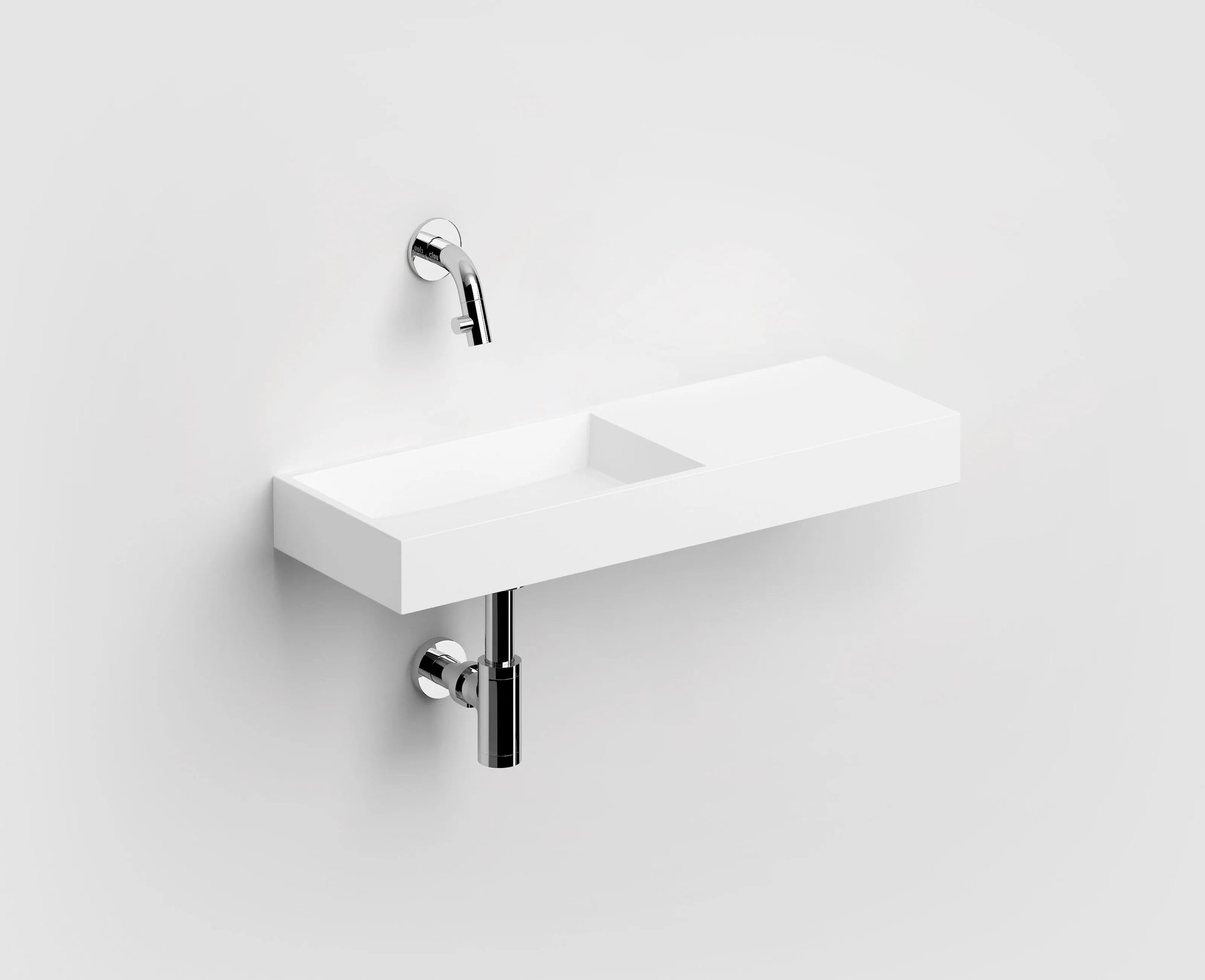 Clou Mini Wash Me fontein 56x19cm aluite - voorbewerkt kraangat rechts - mat wit - CL/03.13139 - Afbeelding 2