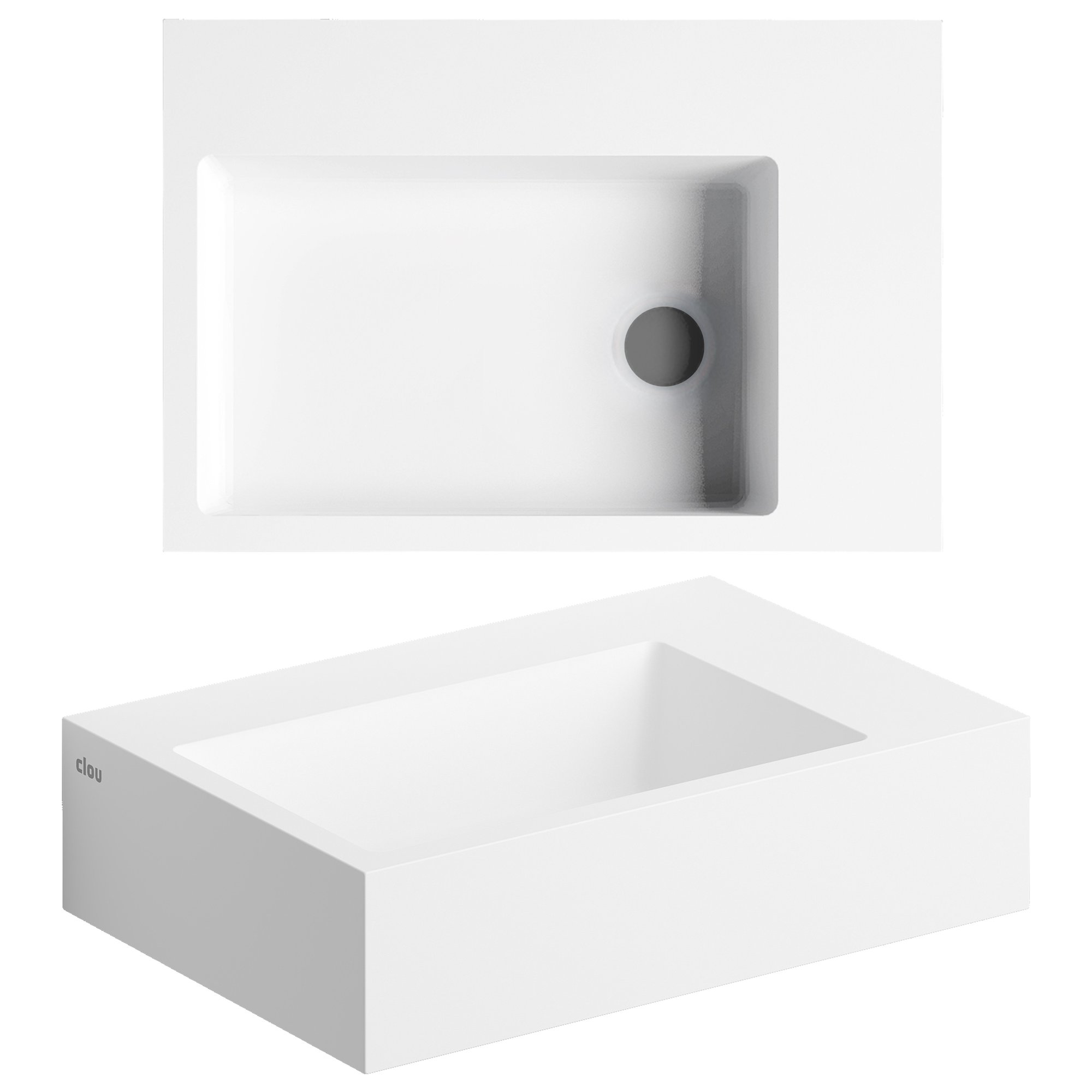 Clou Flush 2 Plus fontein 42,5x29cm aluite - voorbewerkt kraangat - mat wit - CL/03.13221 - Afbeelding 2