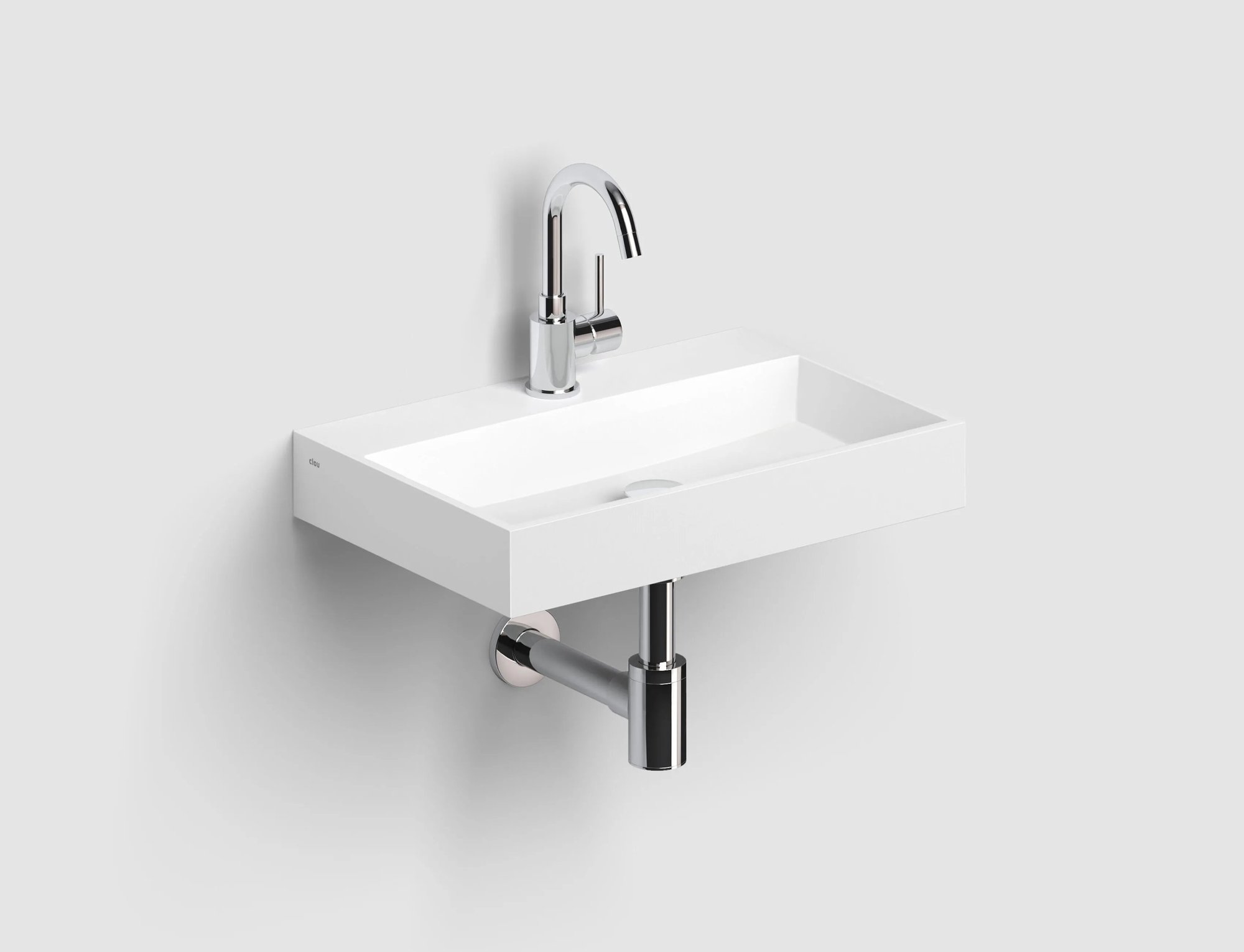 Clou Mini Wash Me Plus fontein 48x32cm aluite - voorbewerkt kraangat - mat wit - CL/03.13230 - Afbeelding 2