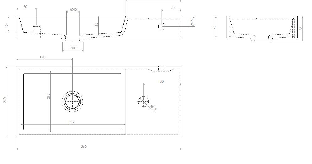 Clou Mini Wash Me Plus fontein 56x24cm aluite - voorbewerkt kraangat rechts - mat wit - CL/03.13235 - Afbeelding 6