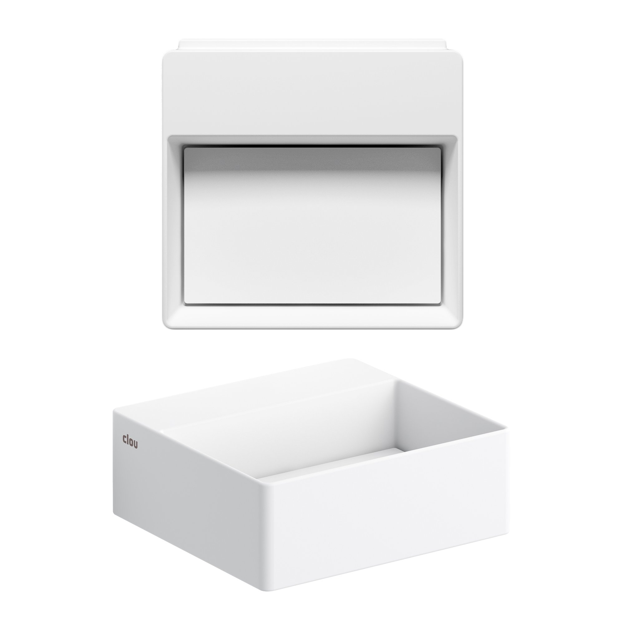 Clou New Flush 1 fontein 28x27cm aluite - voorbewerkt kraangat - mat wit - met afvoerplaat - CL/03.13410.02 - Afbeelding 2