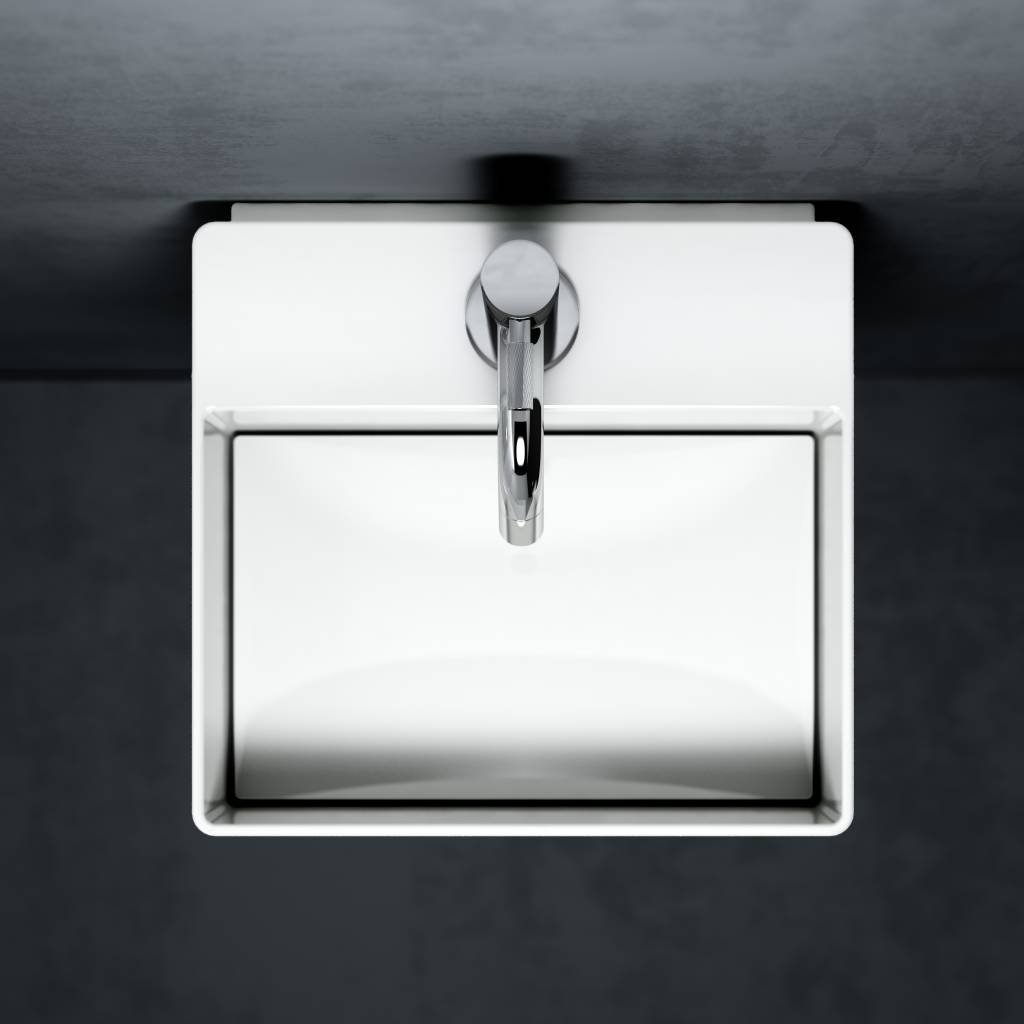 Clou New Flush 1 fontein 28x27cm aluite - voorbewerkt kraangat - mat wit - met afvoerplaat - CL/03.13410.02 - Afbeelding 4