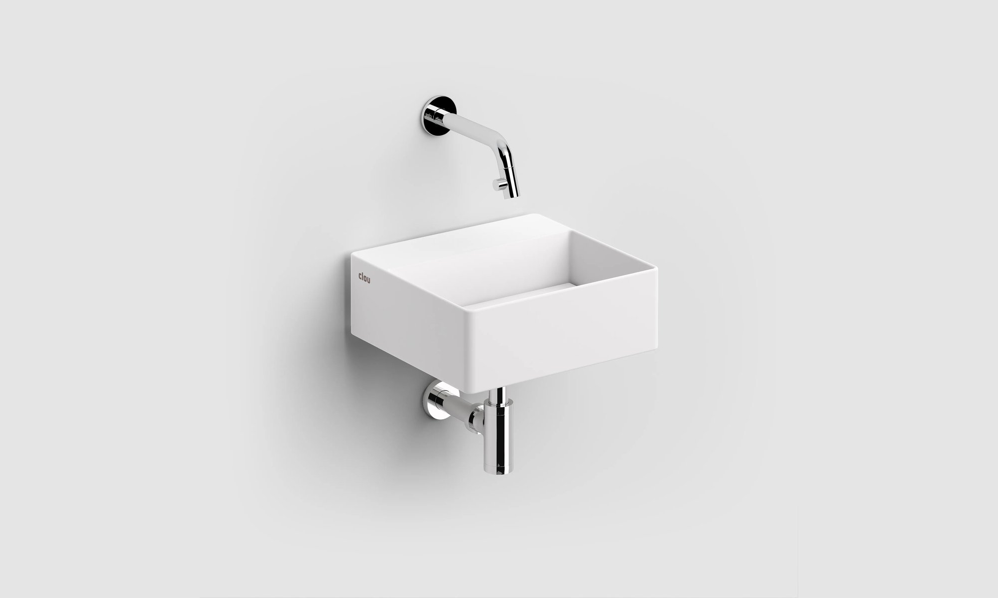 Clou New Flush 1 fontein 28x27cm aluite - voorbewerkt kraangat - mat wit - met afvoerplaat - CL/03.13410.02 - Afbeelding 5