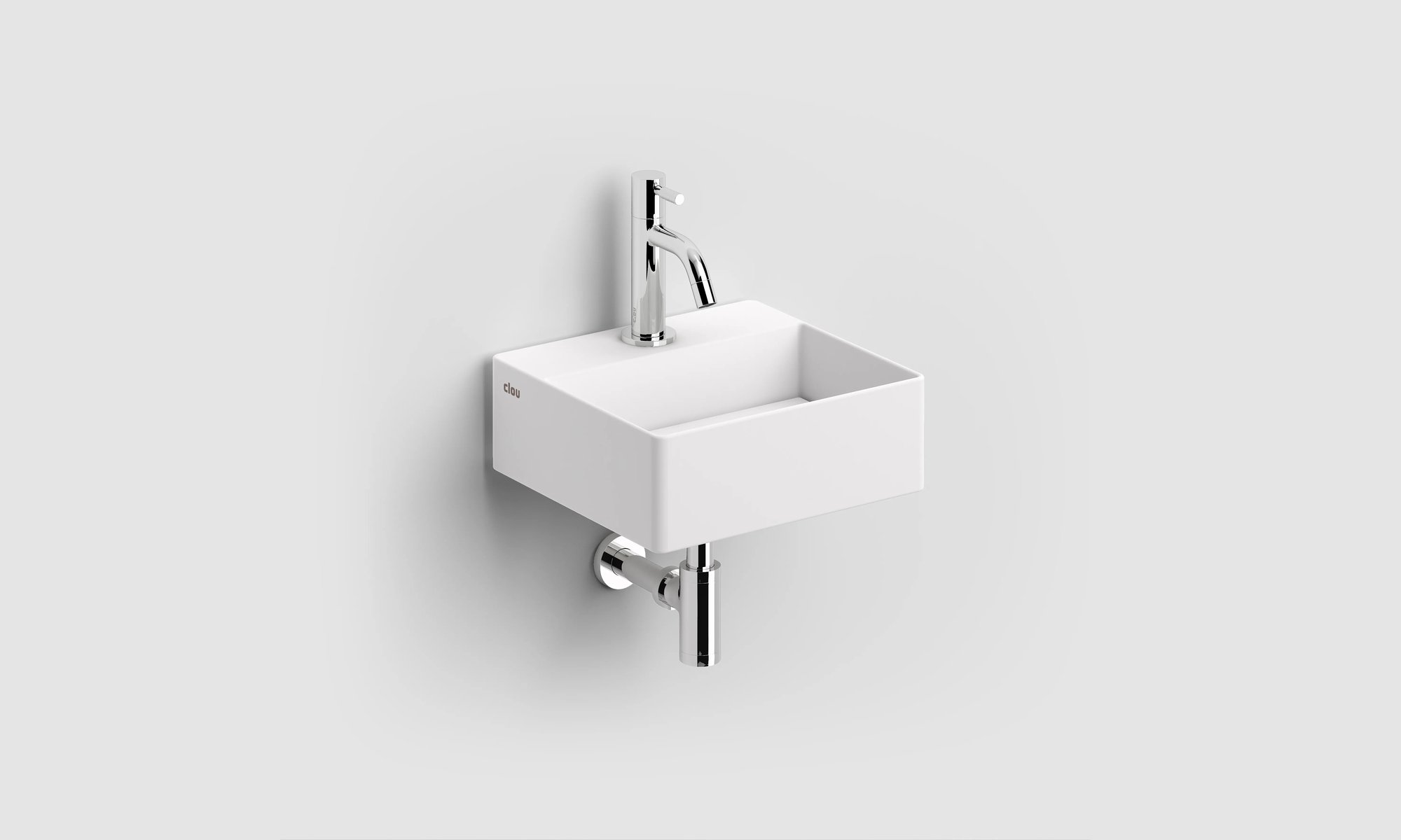 Clou New Flush 1 fontein 28x27cm aluite - voorbewerkt kraangat - mat wit - met afvoerplaat - CL/03.13410.02 - Afbeelding 6