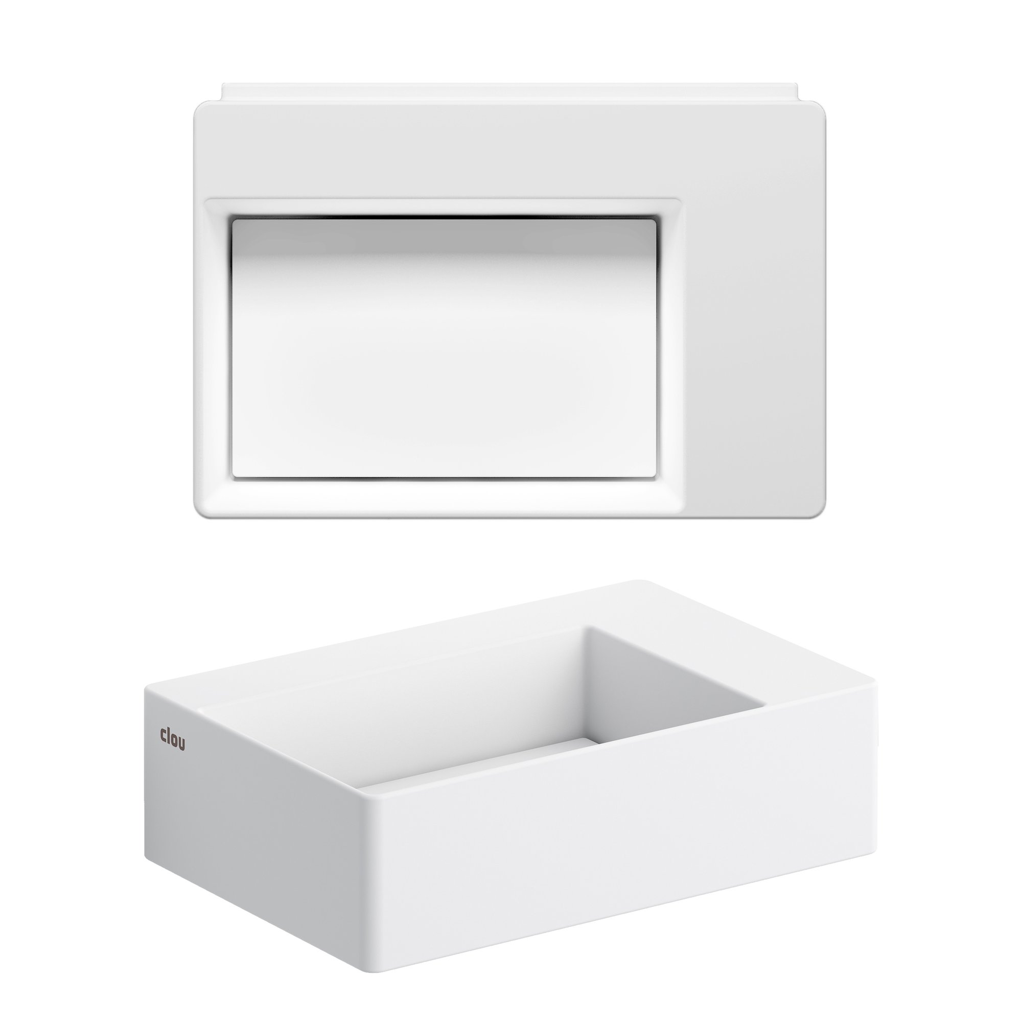 Clou New Flush 2 fontein 35,5x24,5cm aluite - voorbewerkt kraangat - mat wit - met afvoerplaat - CL/03.13420.02 - Afbeelding 2