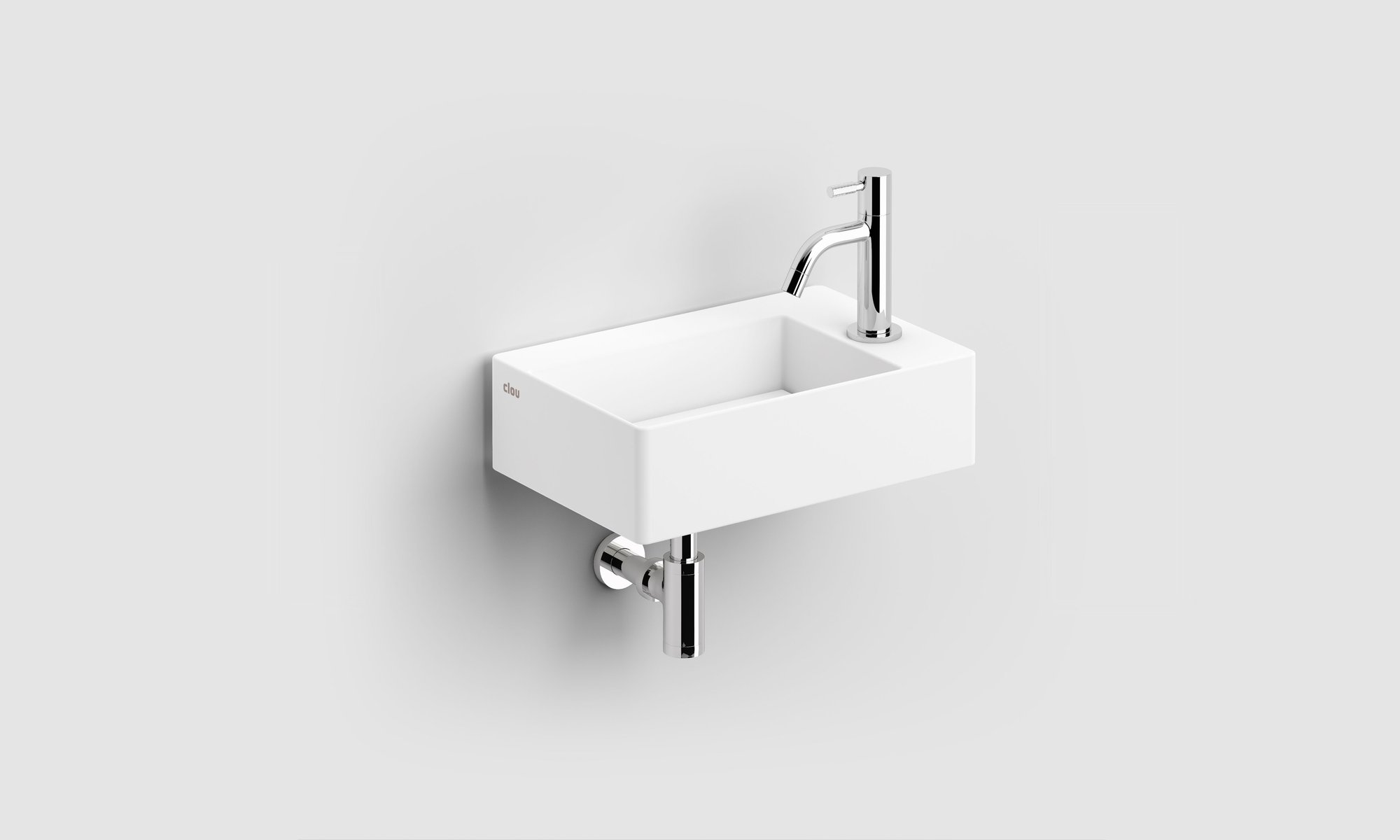 Clou New Flush 2 fontein 35,5x24,5cm aluite - voorbewerkt kraangat - mat wit - met afvoerplaat - CL/03.13420.02 - Afbeelding 3
