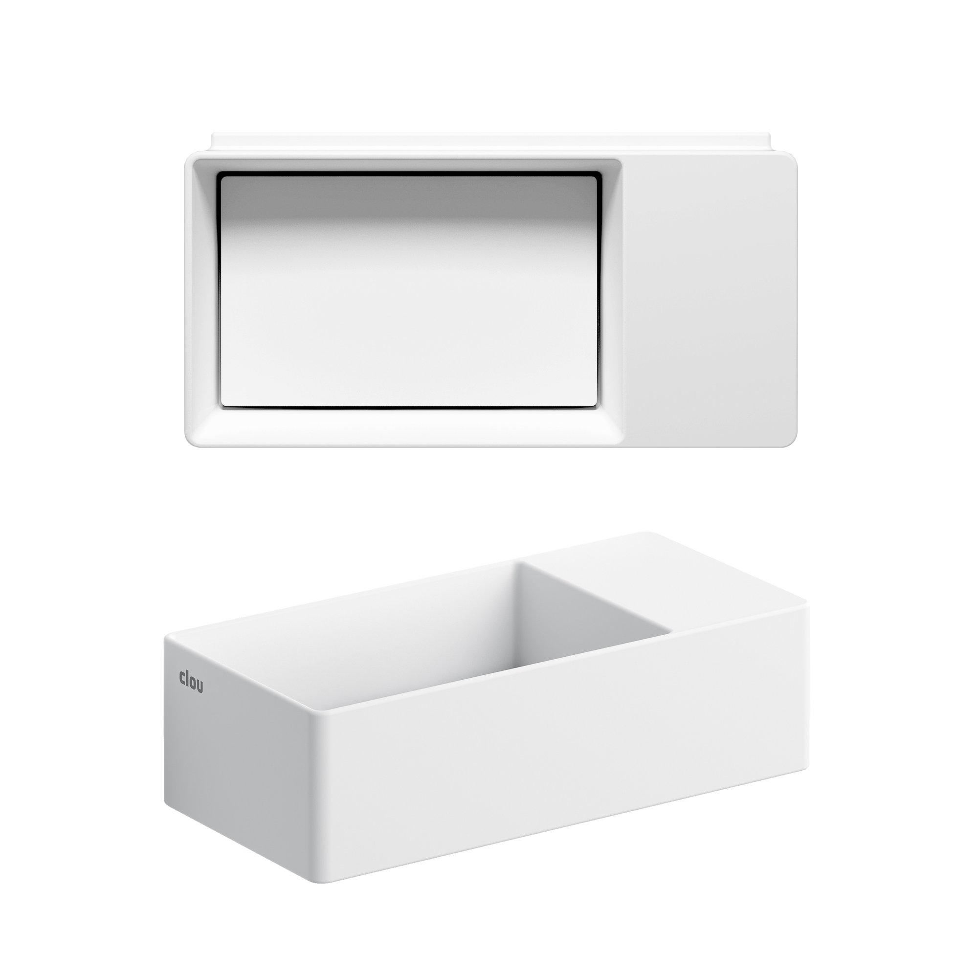 Clou New Flush 3 fontein 35x18cm aluite - voorbewerkt kraangat - rechts - mat wit - met afvoerplaat - CL/03.13430.02 - Afbeelding 2