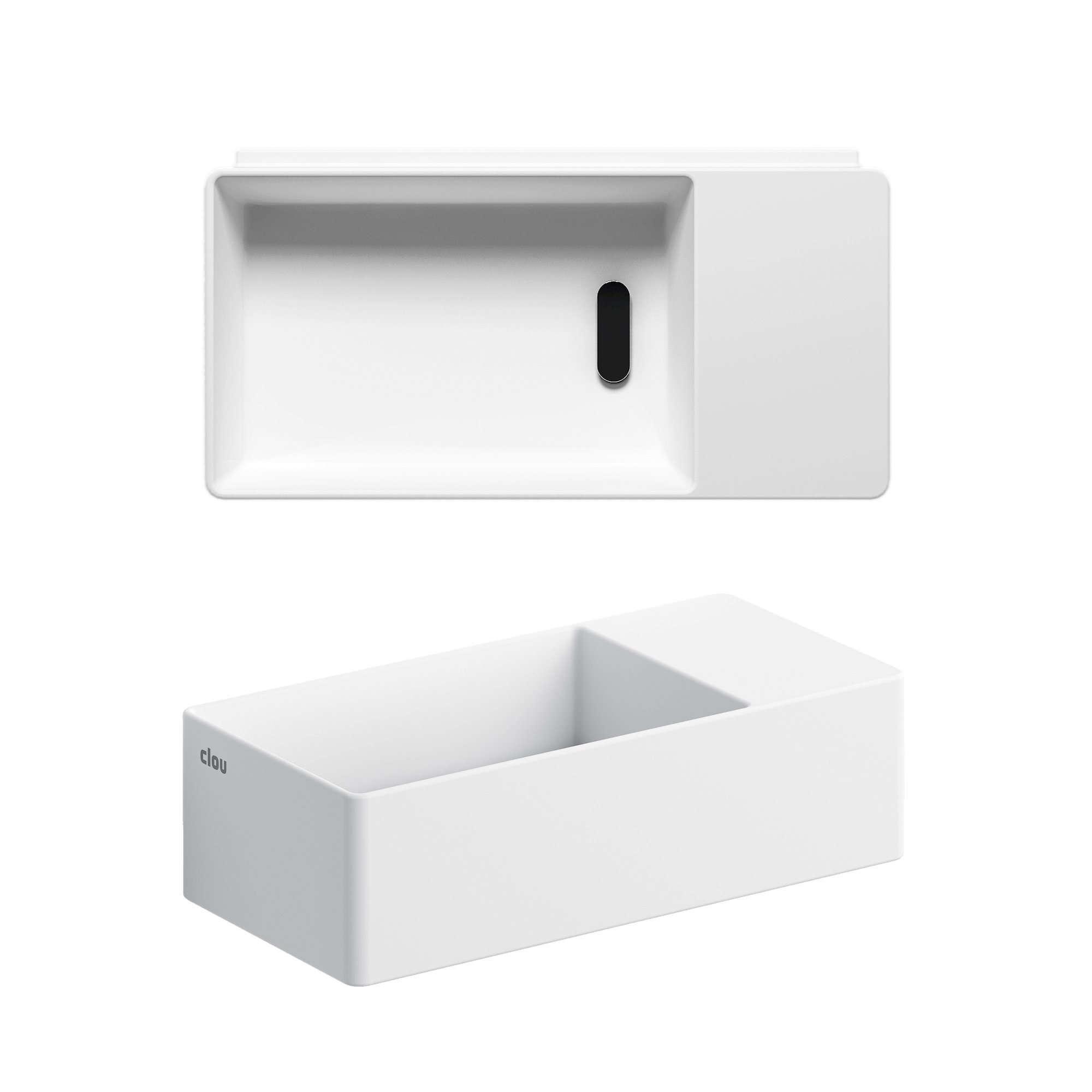 Clou New Flush 3 fontein 35x18cm aluite - voorbewerkt kraangat - rechts - mat wit - CL/03.13430 - Afbeelding 2