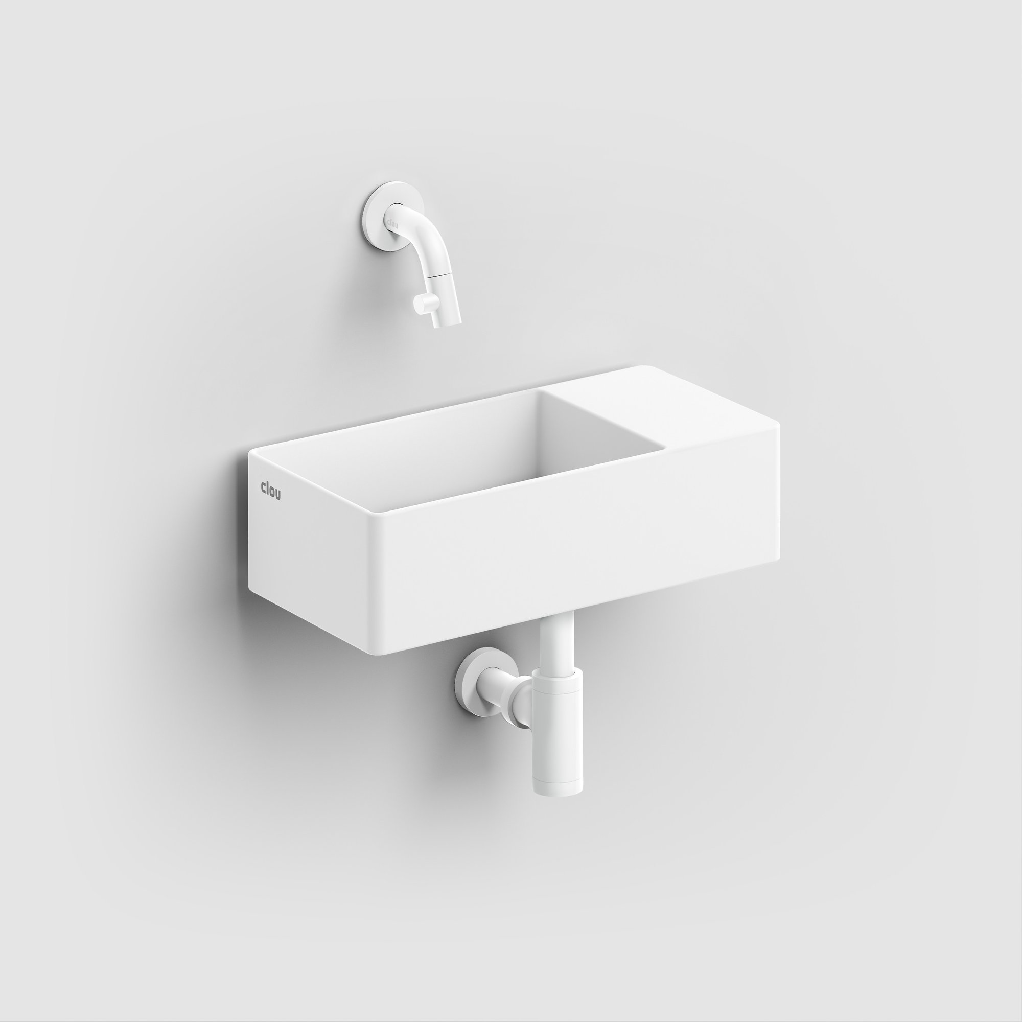Clou New Flush 3 fontein 35x18cm aluite - voorbewerkt kraangat - rechts - mat wit - CL/03.13430 - Afbeelding 3