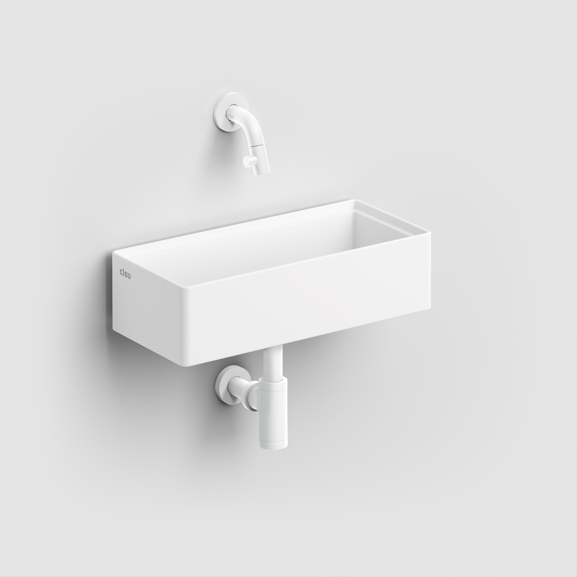 Clou New Flush 3.1 fontein 38x18cm aluite zonder kraangat - mat wit - met afvoerplaat - CL/03.13431.02 - Afbeelding 3