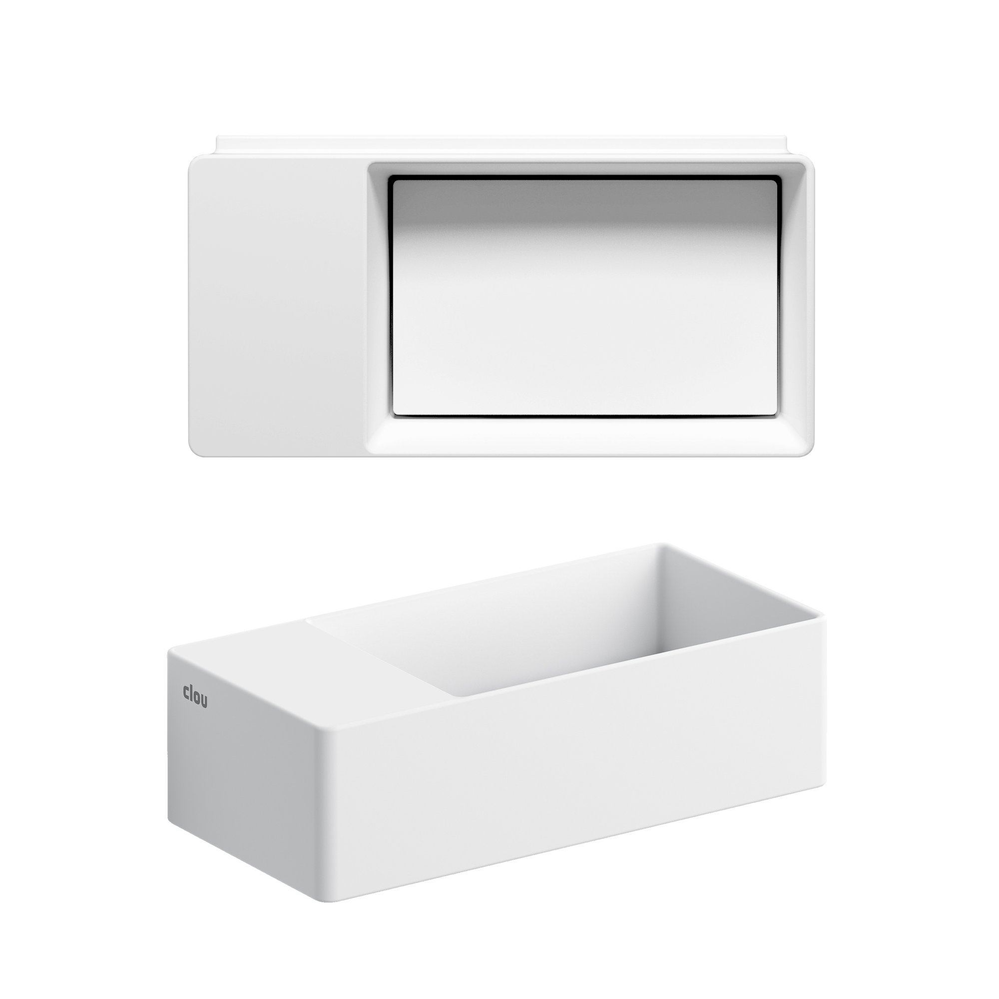 Clou New Flush 3 fontein 35x18cm aluite - voorbewerkt kraangat - links - mat wit - met afvoerplaat - CL/03.13432.02 - Afbeelding 2