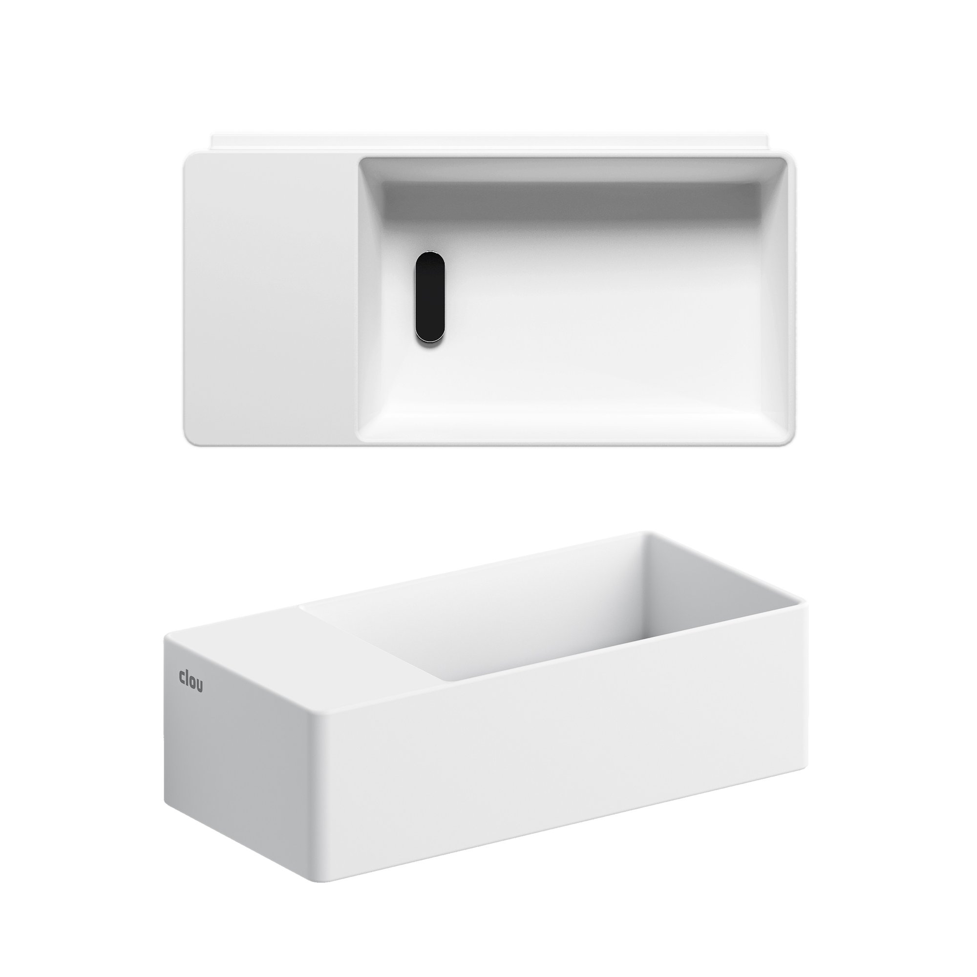 Clou New Flush 3 fontein 35x18cm aluite - voorbewerkt kraangat - links - mat wit - CL/03.13432 - Afbeelding 2