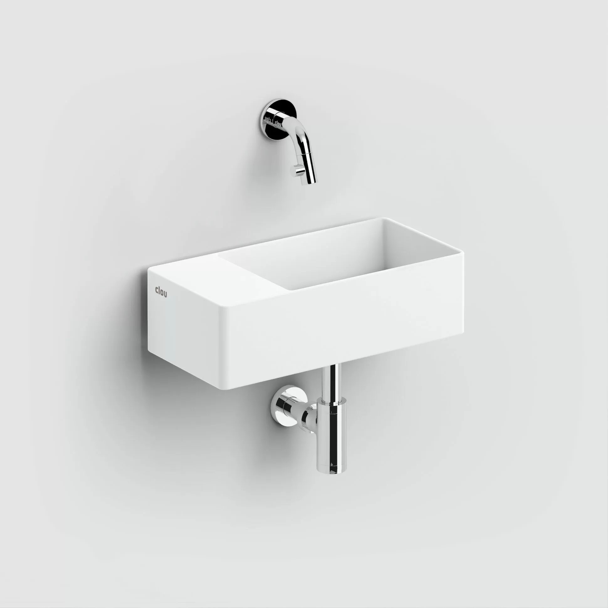 Clou New Flush 3 fontein 35x18cm aluite - voorbewerkt kraangat - links - mat wit - CL/03.13432 - Afbeelding 3