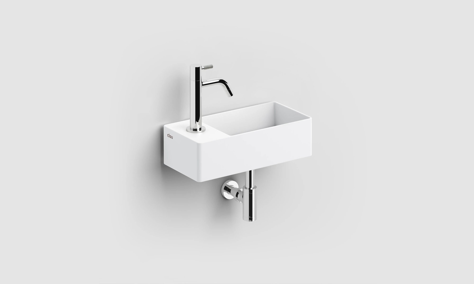 Clou New Flush 3 fontein 35x18cm aluite - voorbewerkt kraangat - links - mat wit - CL/03.13432 - Afbeelding 4