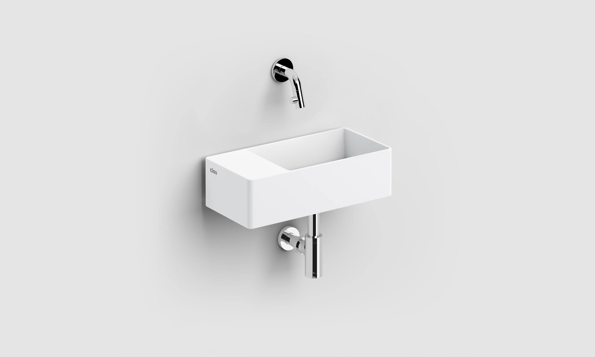 Clou New Flush 3 fontein 35x18cm aluite - voorbewerkt kraangat - links - mat wit - CL/03.13432 - Afbeelding 5