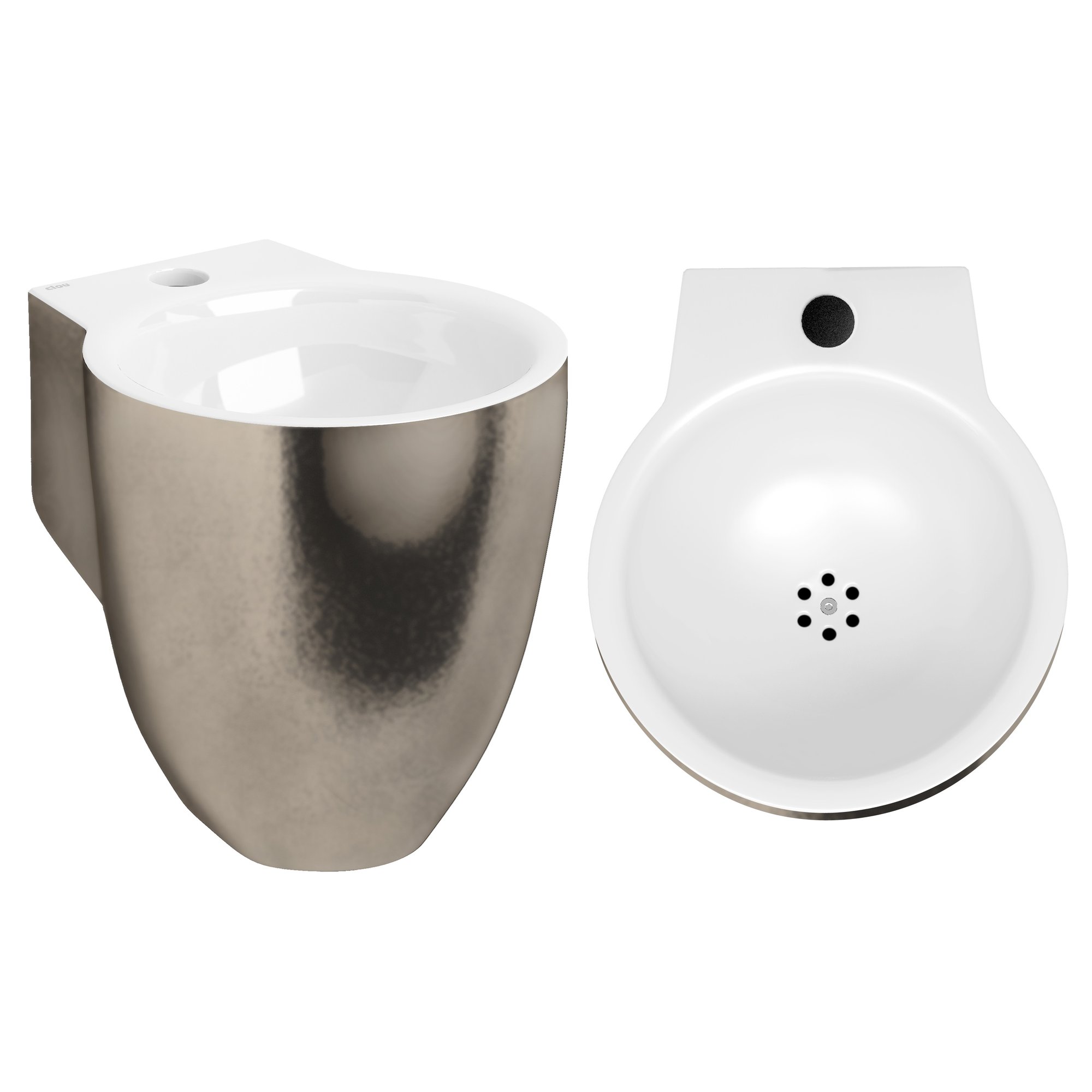 Clou Flush 6 fontein 27x31,5cm platina/keramiek - met kraangat - glans wit - CL/03.14060 - Afbeelding 2