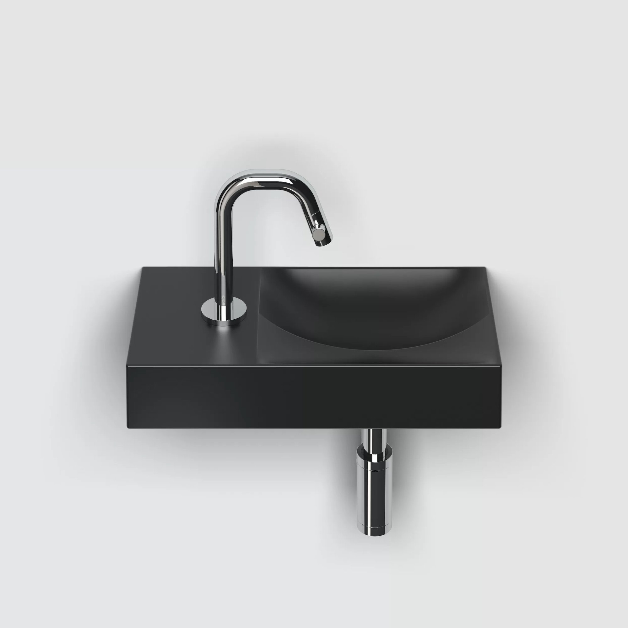 Clou Vale fontein 38x19cm keramiek - met kraangat links - mat zwart - CL/03.30161.01.L - Afbeelding 4