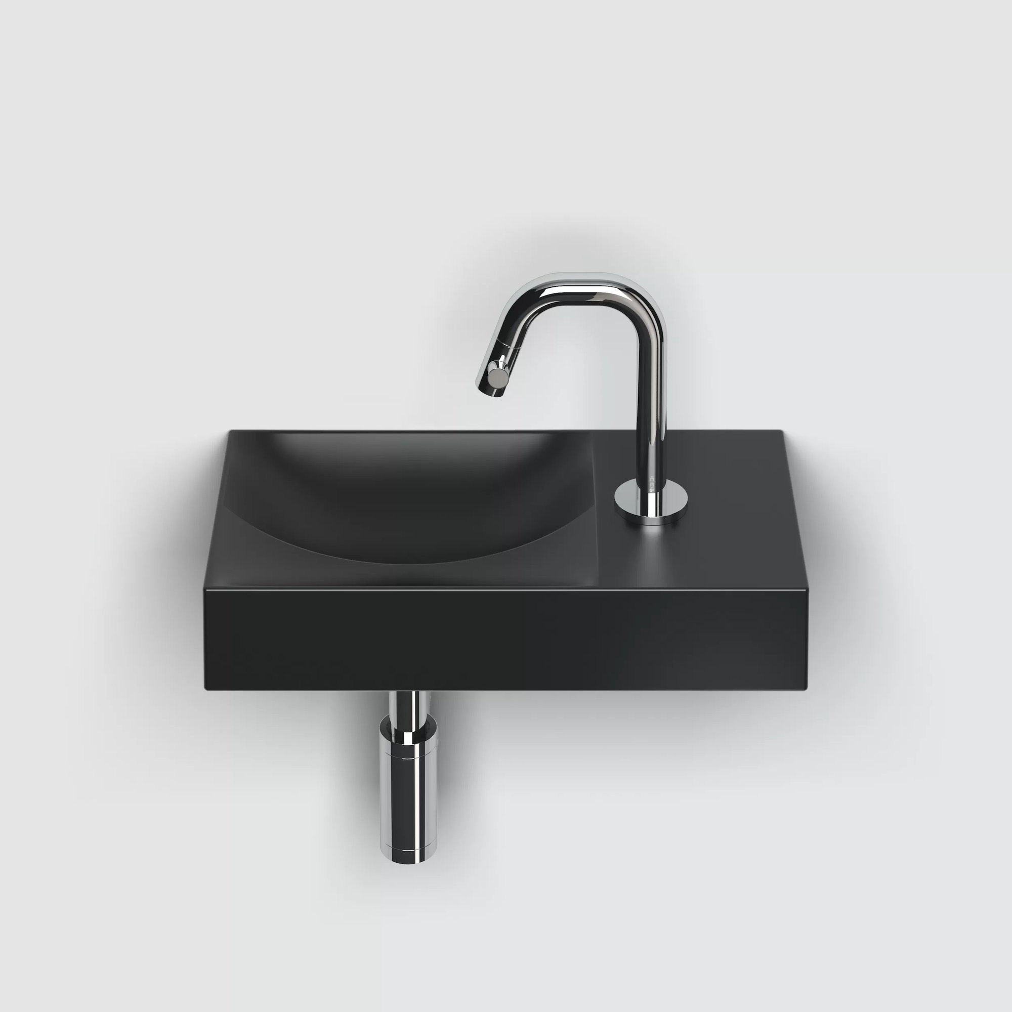Clou Vale fontein 38x19cm keramiek - met kraangat rechts - mat zwart - CL/03.30161.01.R - Afbeelding 3