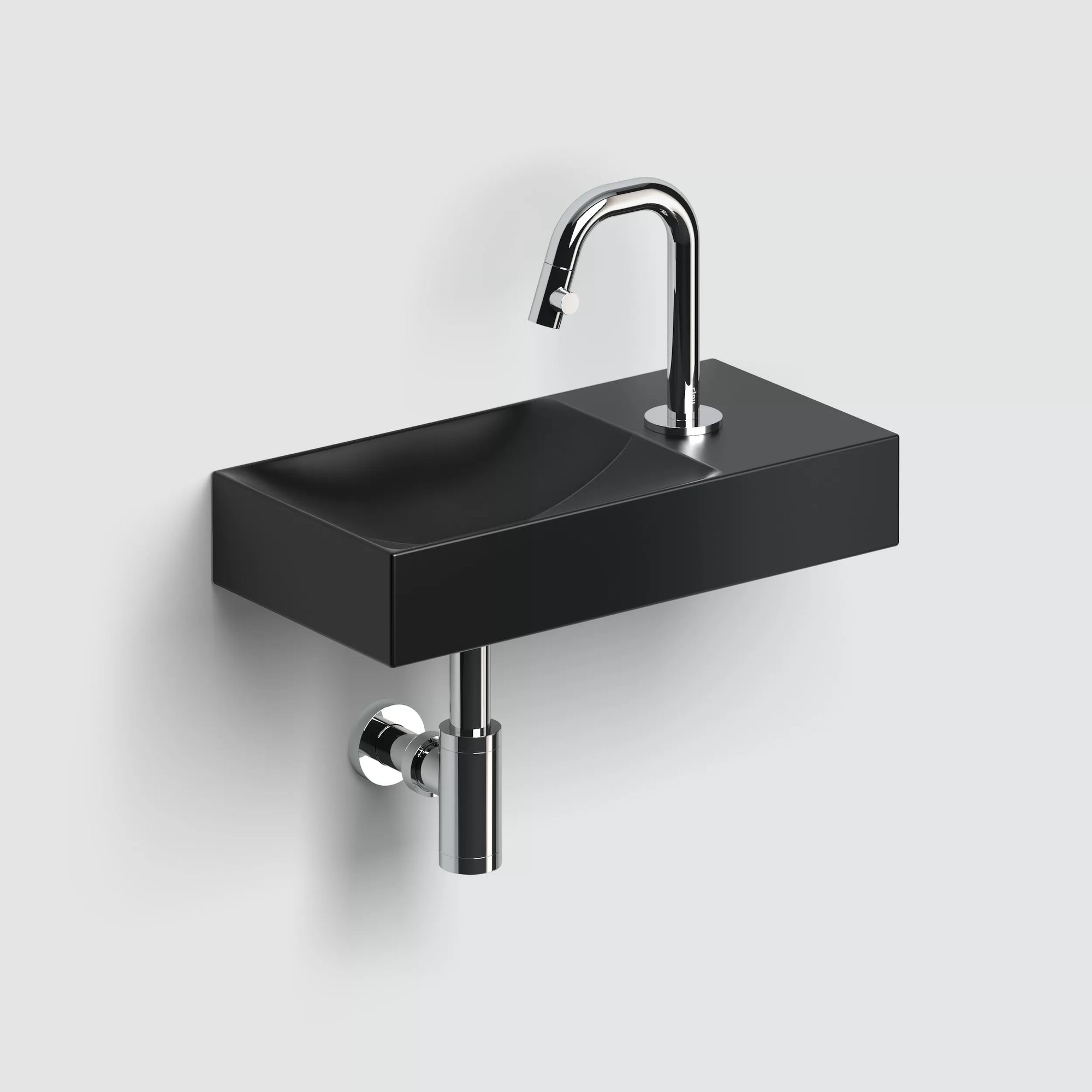 Clou Vale fontein 38x19cm keramiek - met kraangat rechts - mat zwart - CL/03.30161.01.R - Afbeelding 4
