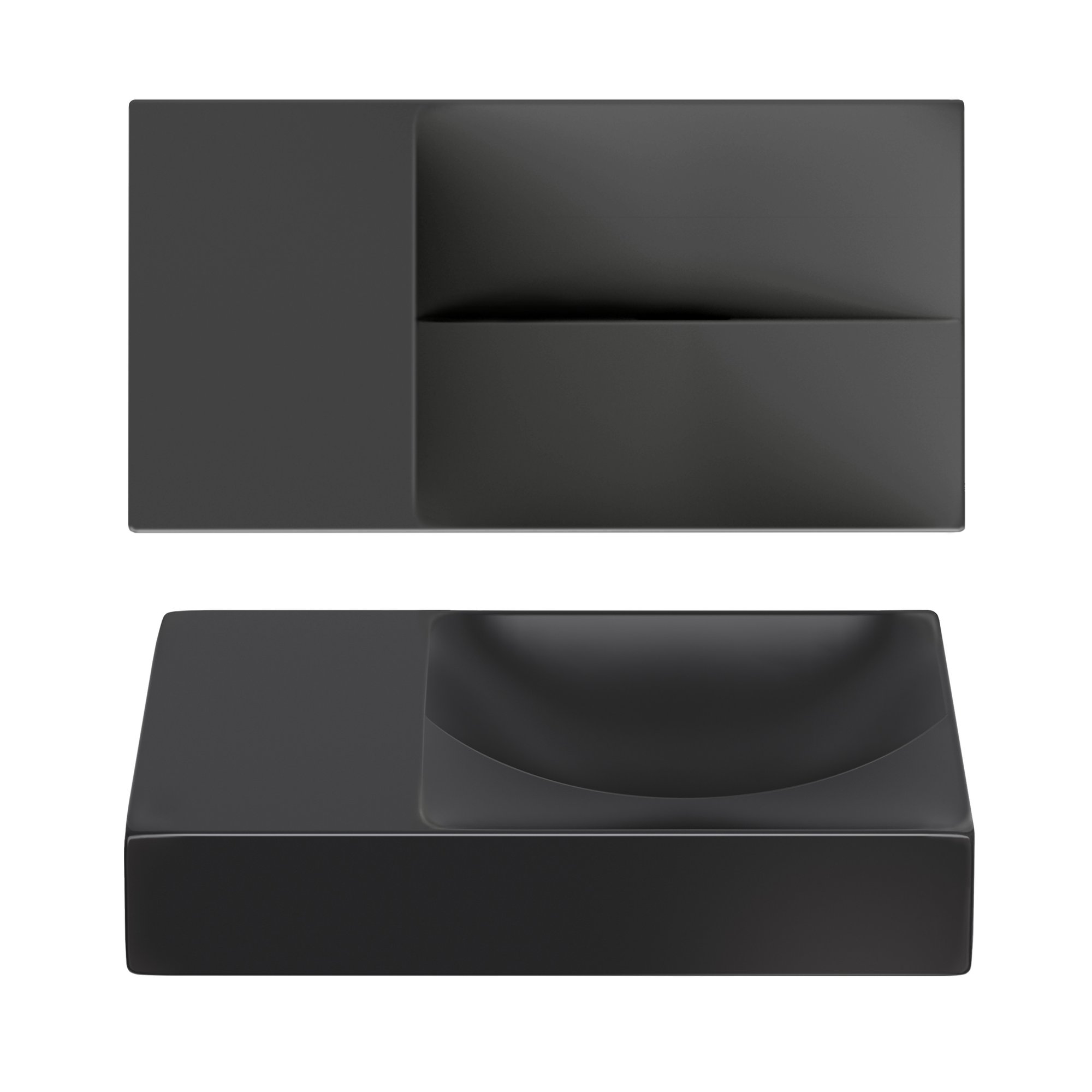 Clou Vale fontein 38x19cm keramiek - zonder kraangat links - mat zwart - CL/03.30161.L - Afbeelding 2