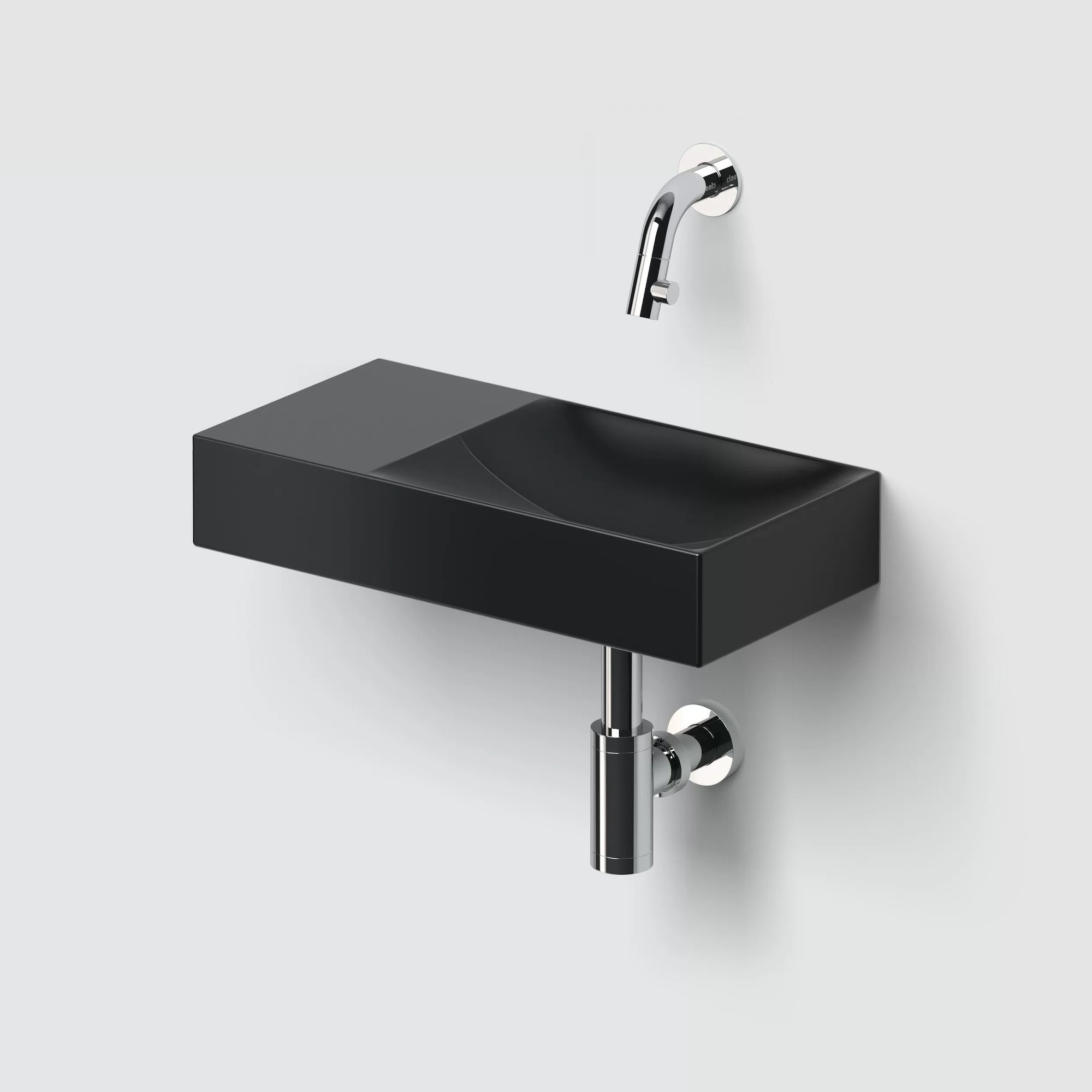 Clou Vale fontein 38x19cm keramiek - zonder kraangat links - mat zwart - CL/03.30161.L - Afbeelding 3