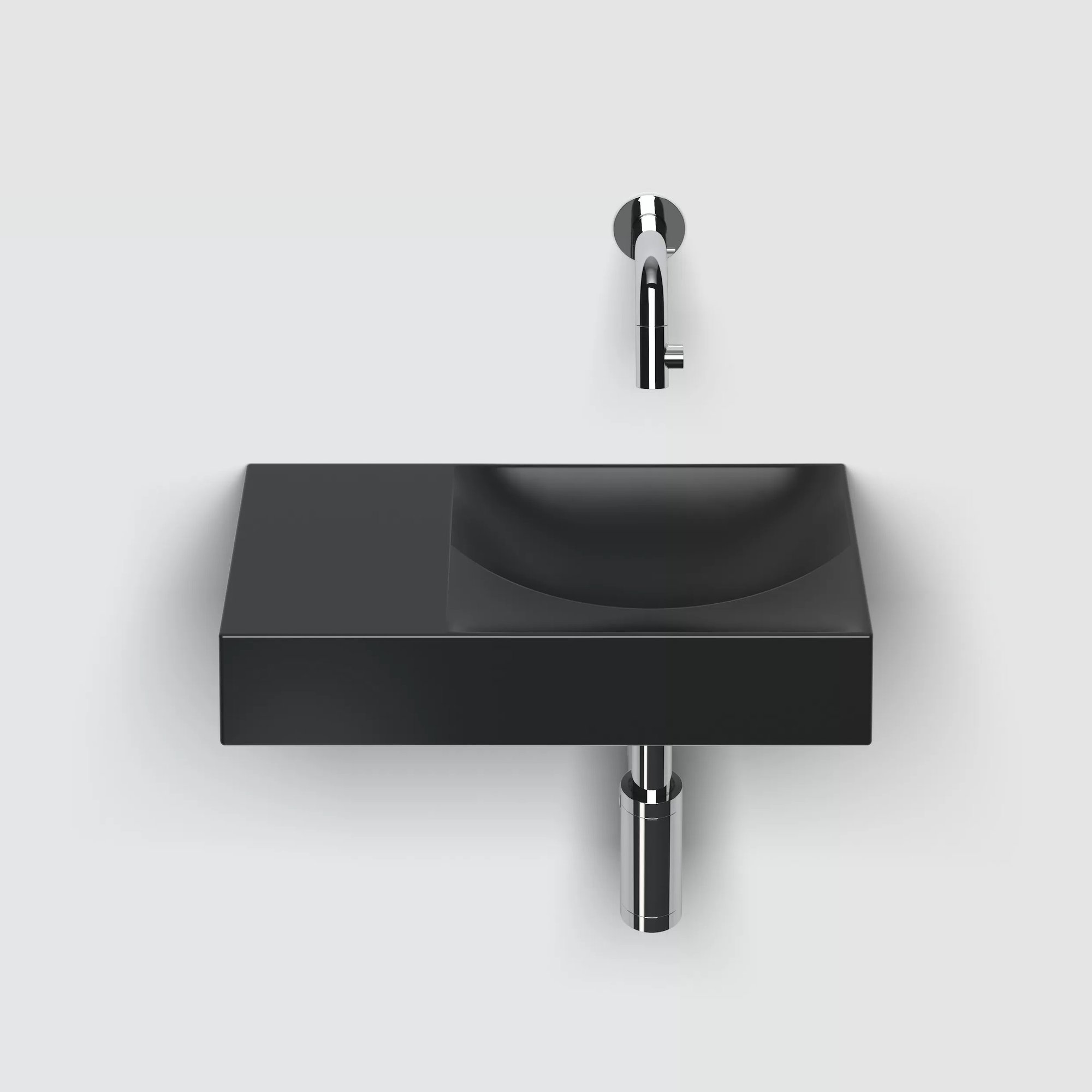 Clou Vale fontein 38x19cm keramiek - zonder kraangat links - mat zwart - CL/03.30161.L - Afbeelding 4