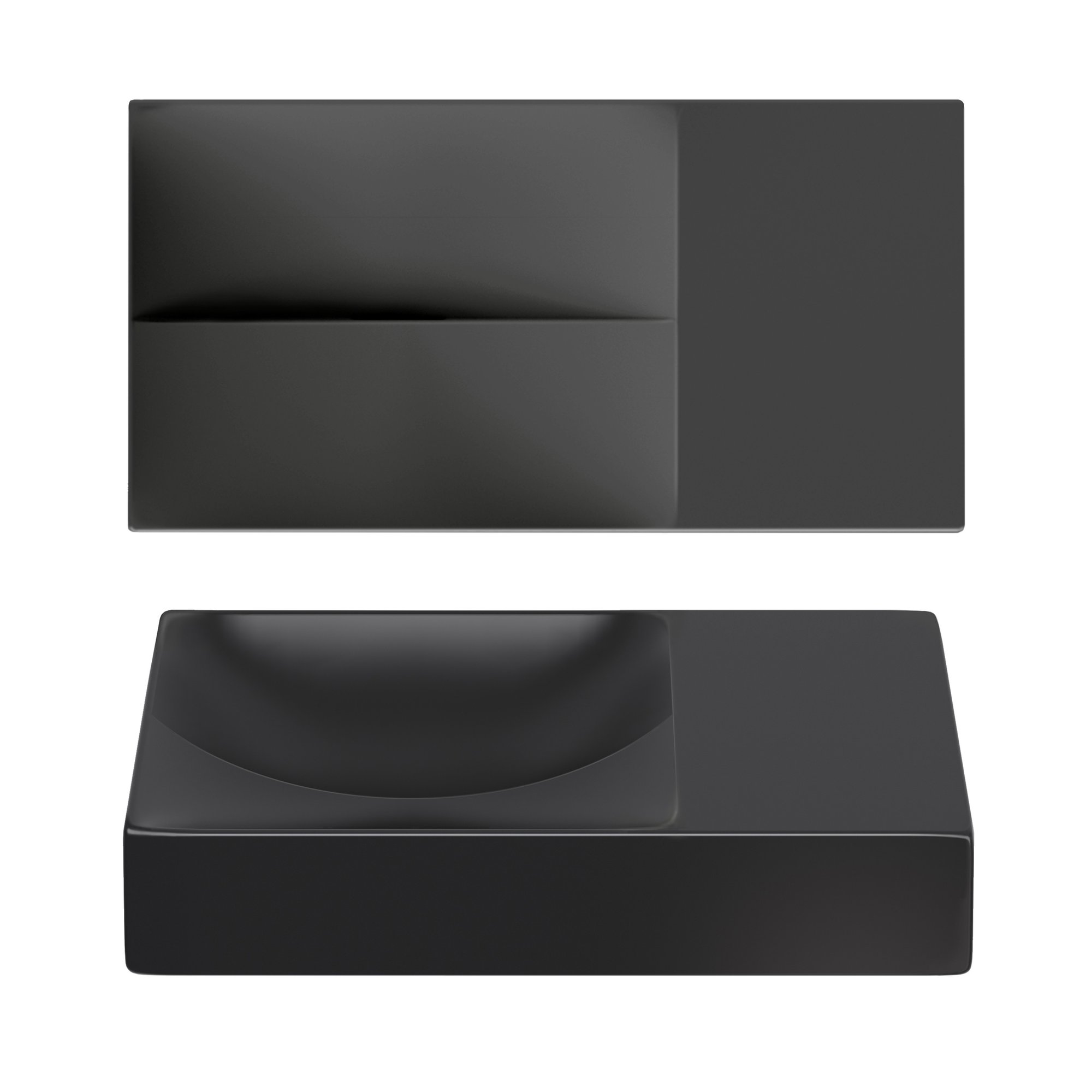 Clou Vale fontein 38x19cm keramiek - zonder kraangat rechts - mat zwart - CL/03.30161.R - Afbeelding 2