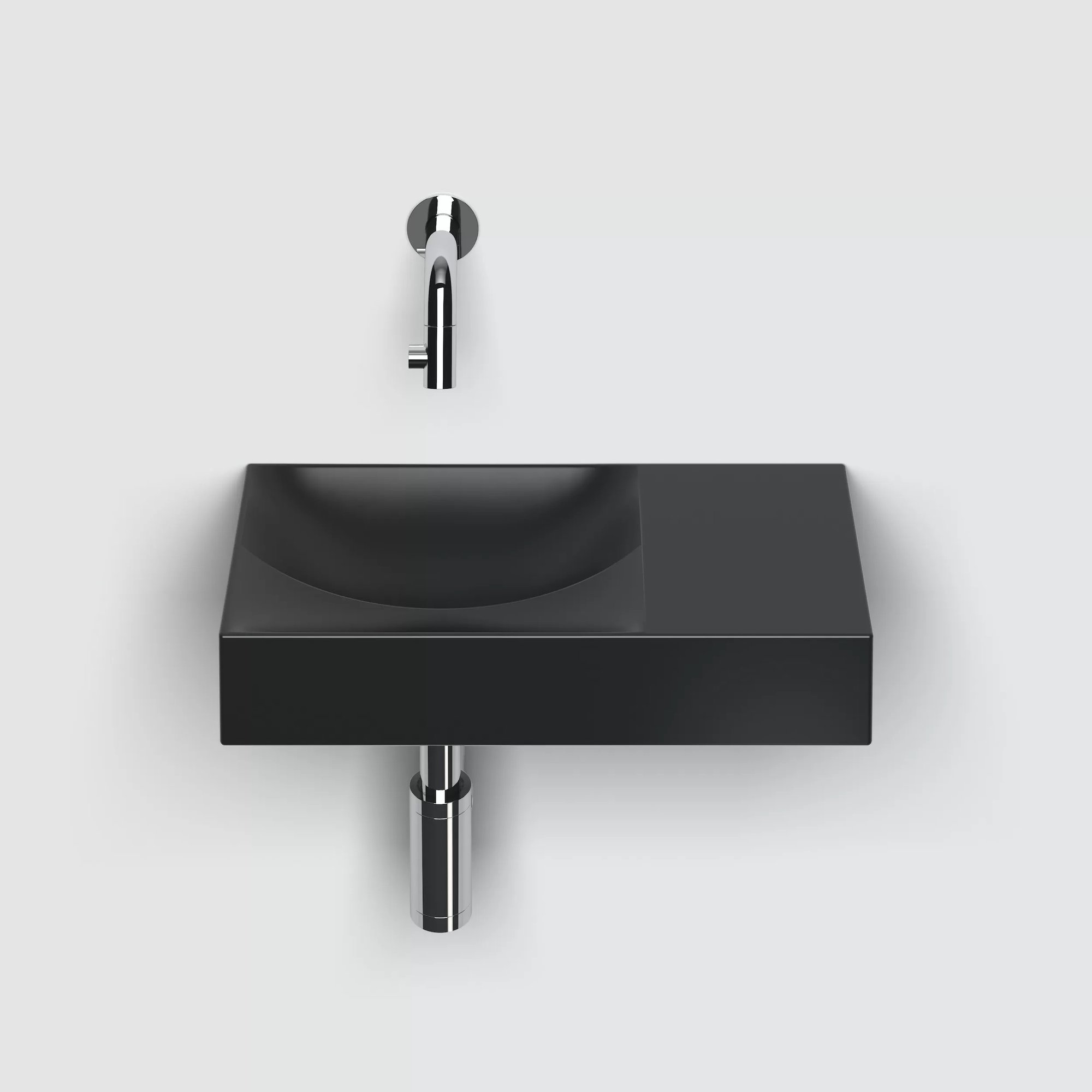 Clou Vale fontein 38x19cm keramiek - zonder kraangat rechts - mat zwart - CL/03.30161.R - Afbeelding 3