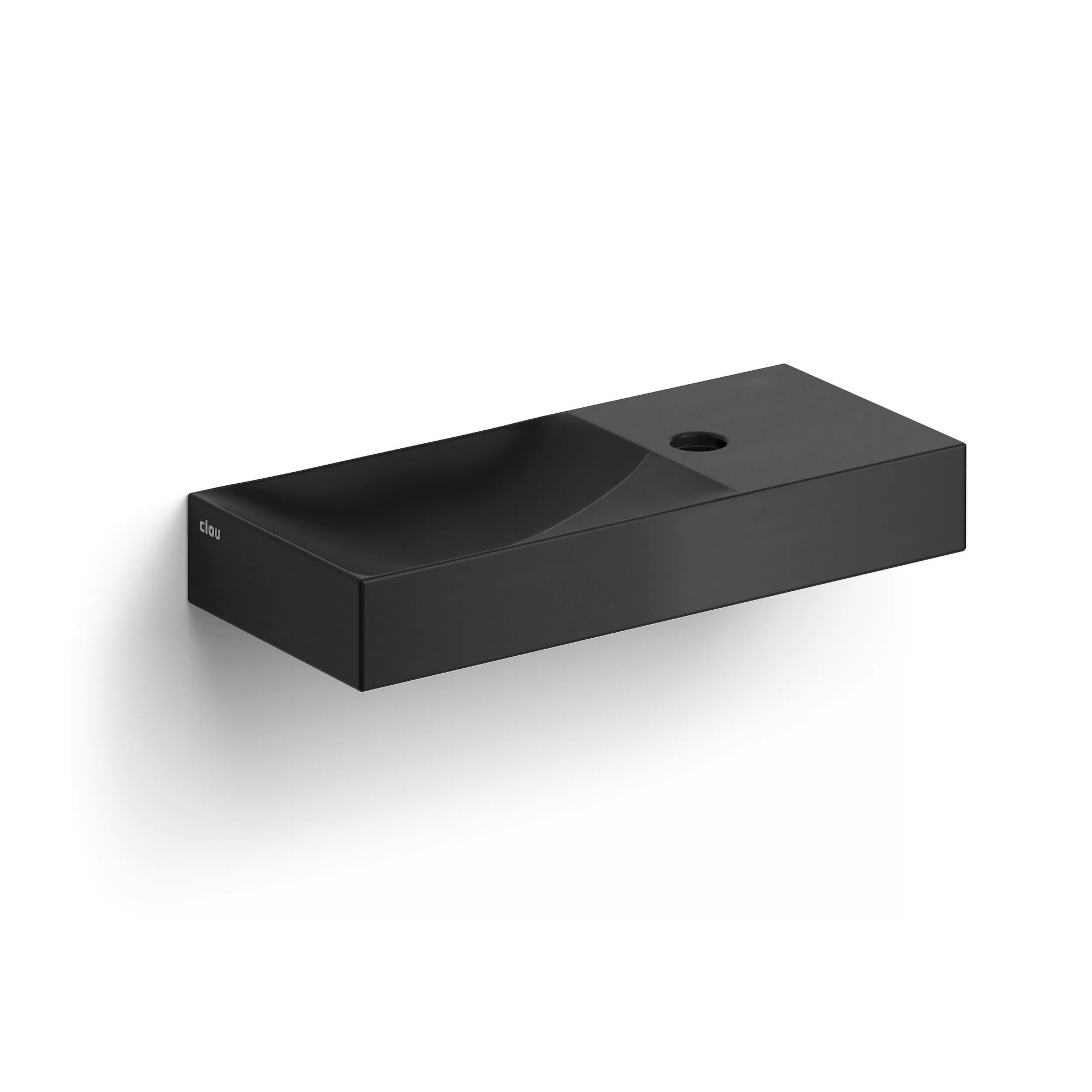 Clou Vale fontein 45x19cm keramiek - met kraangat links - mat zwart - CL/03.30162.01.L - Afbeelding 3