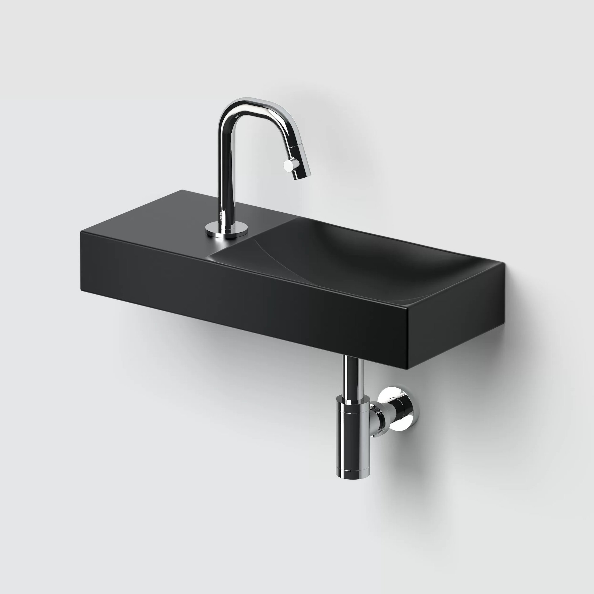 Clou Vale fontein 45x19cm keramiek - met kraangat links - mat zwart - CL/03.30162.01.L - Afbeelding 4
