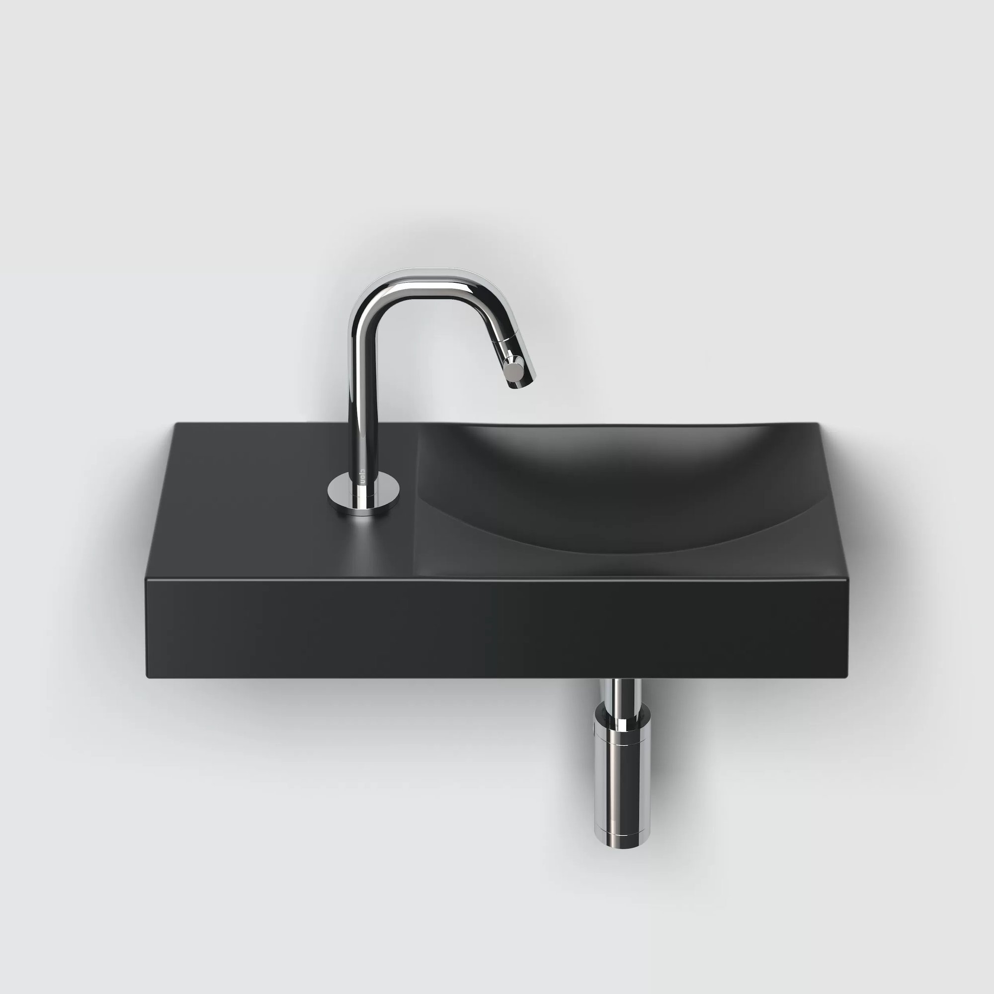 Clou Vale fontein 45x19cm keramiek - met kraangat links - mat zwart - CL/03.30162.01.L - Afbeelding 5