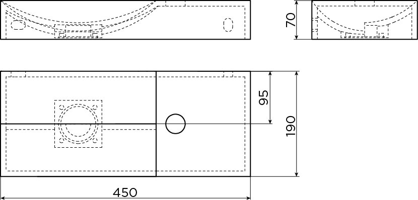Clou Vale fontein 45x19cm keramiek - met kraangat links - mat zwart - CL/03.30162.01.L - Afbeelding 6
