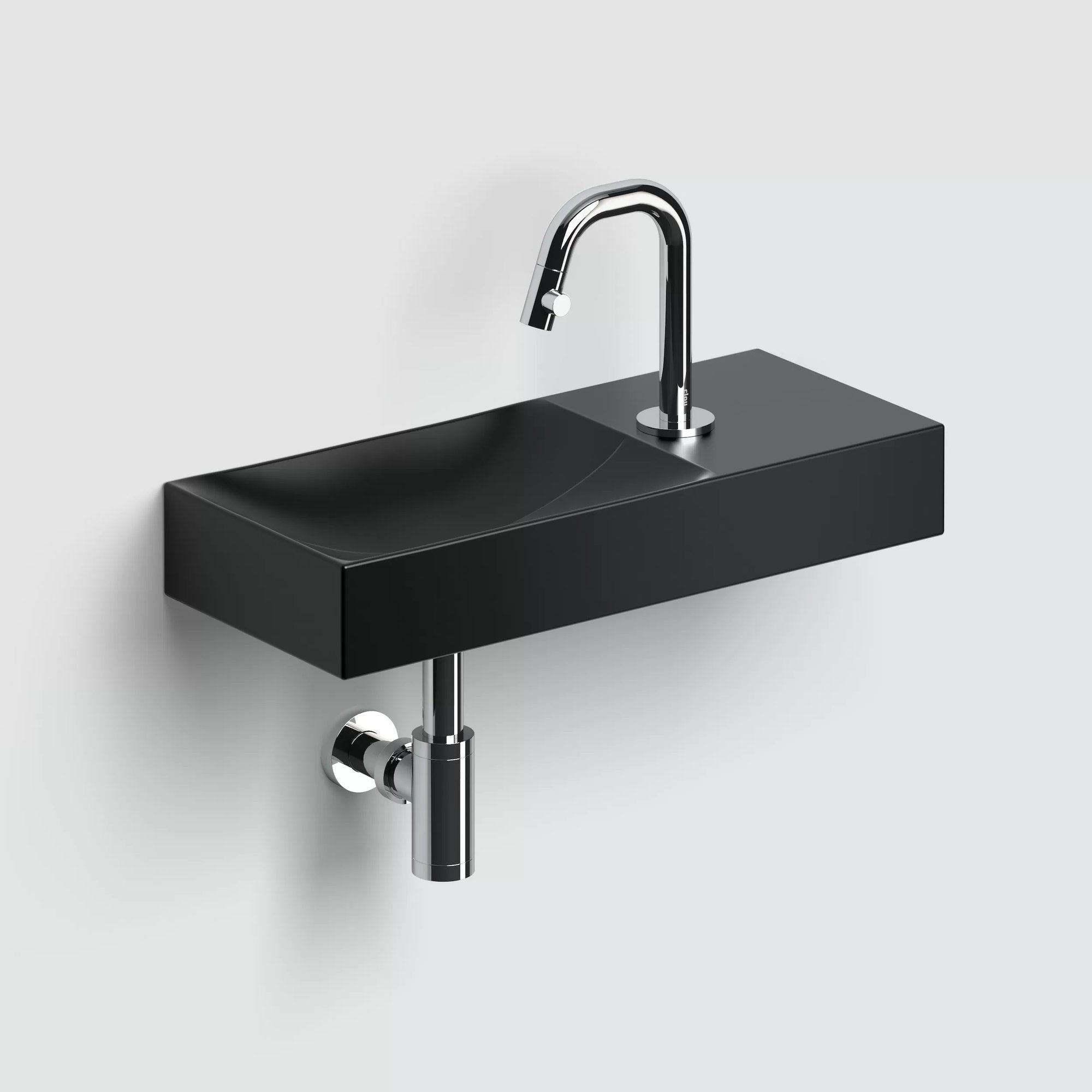 Clou Vale fontein 45x19cm keramiek - met kraangat rechts - mat zwart - CL/03.30162.01.R - Afbeelding 4