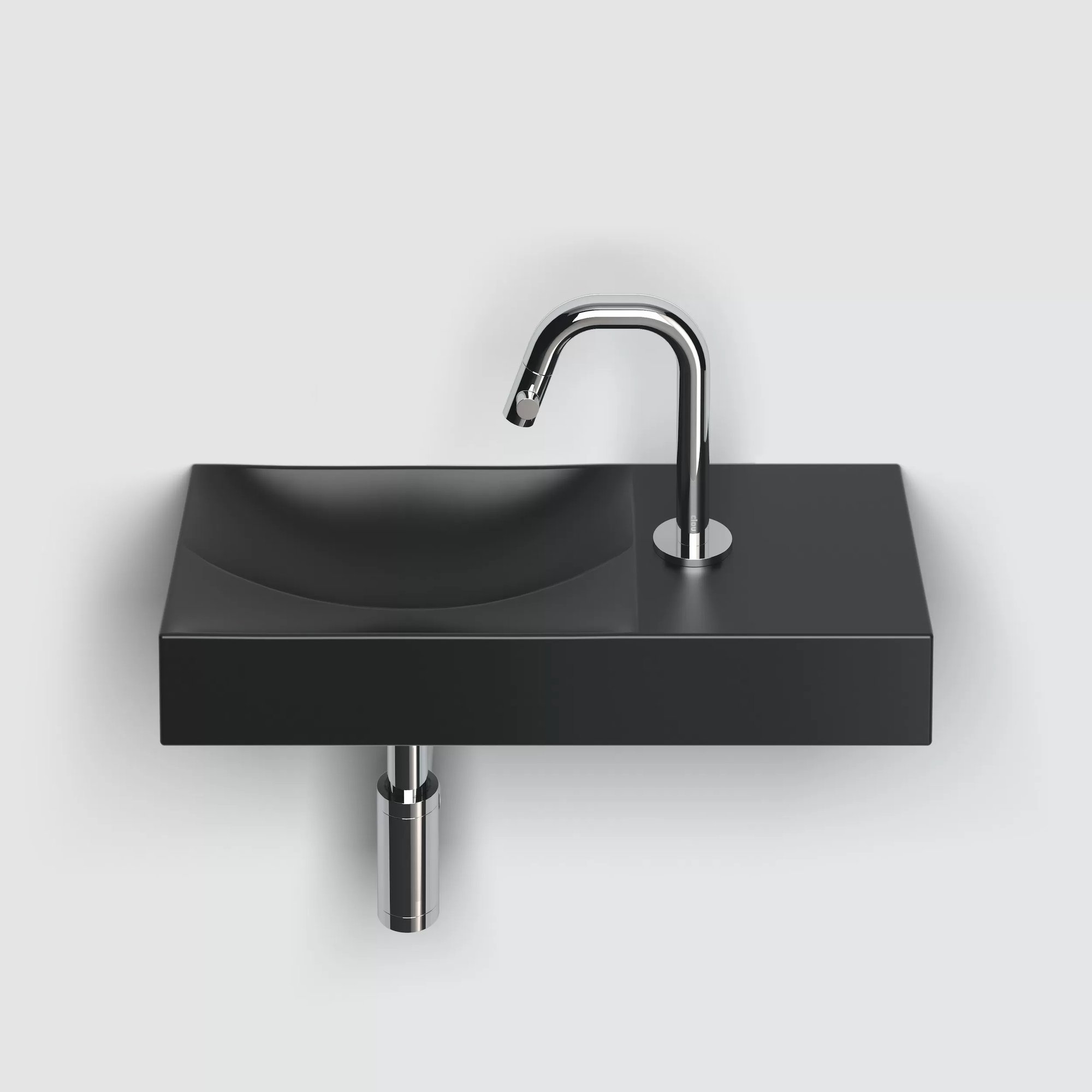 Clou Vale fontein 45x19cm keramiek - met kraangat rechts - mat zwart - CL/03.30162.01.R - Afbeelding 5