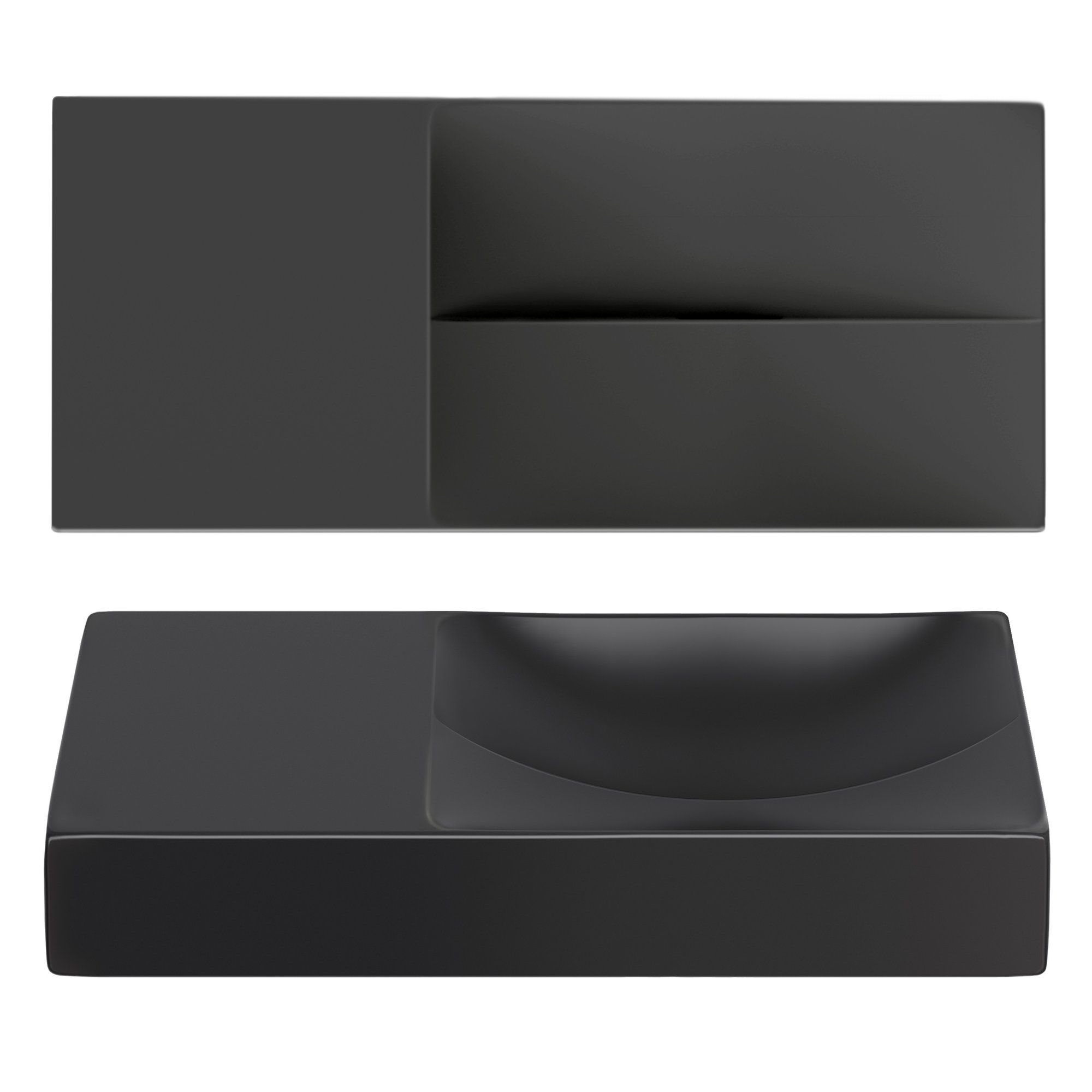 Clou Vale fontein 45x19cm keramiek - zonder kraangat links - mat zwart - CL/03.30162.L - Afbeelding 2