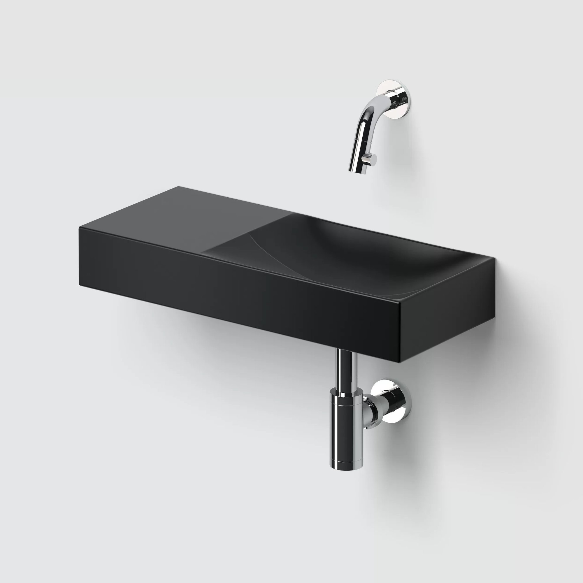 Clou Vale fontein 45x19cm keramiek - zonder kraangat links - mat zwart - CL/03.30162.L - Afbeelding 3