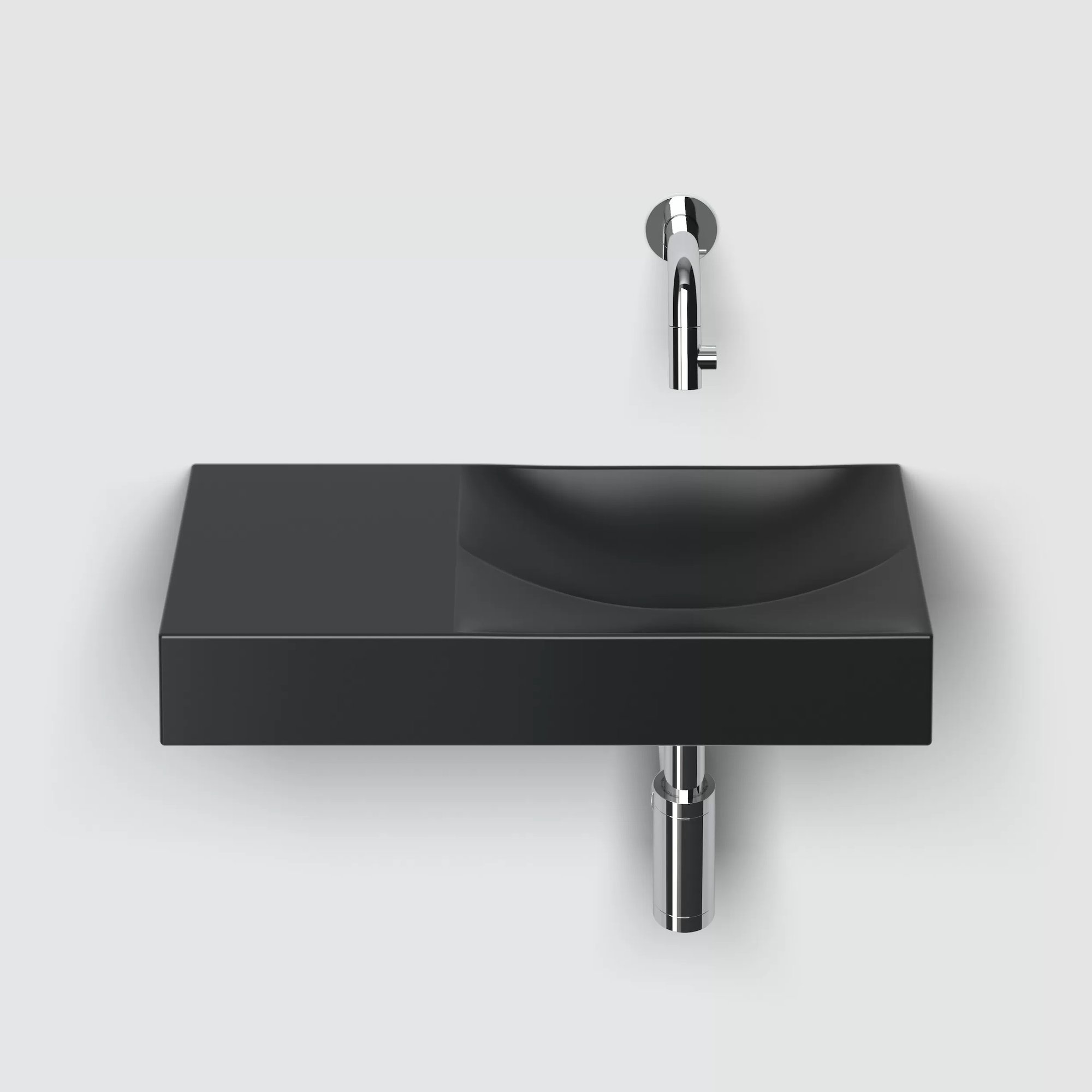 Clou Vale fontein 45x19cm keramiek - zonder kraangat links - mat zwart - CL/03.30162.L - Afbeelding 4