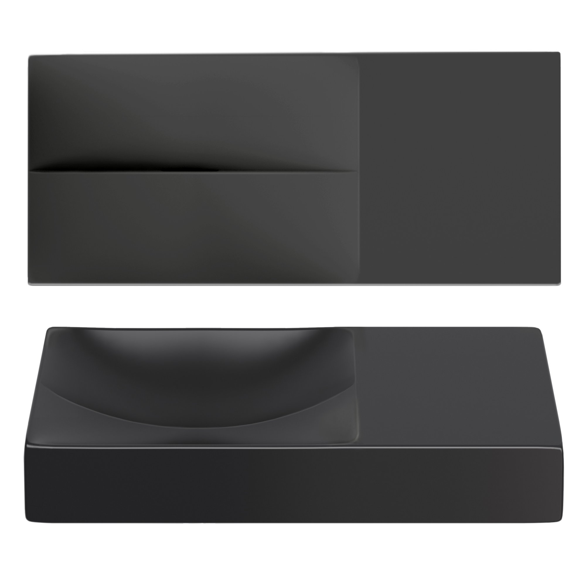 Clou Vale fontein 45x19cm keramiek - zonder kraangat rechts - mat zwart - CL/03.30162.R - Afbeelding 2