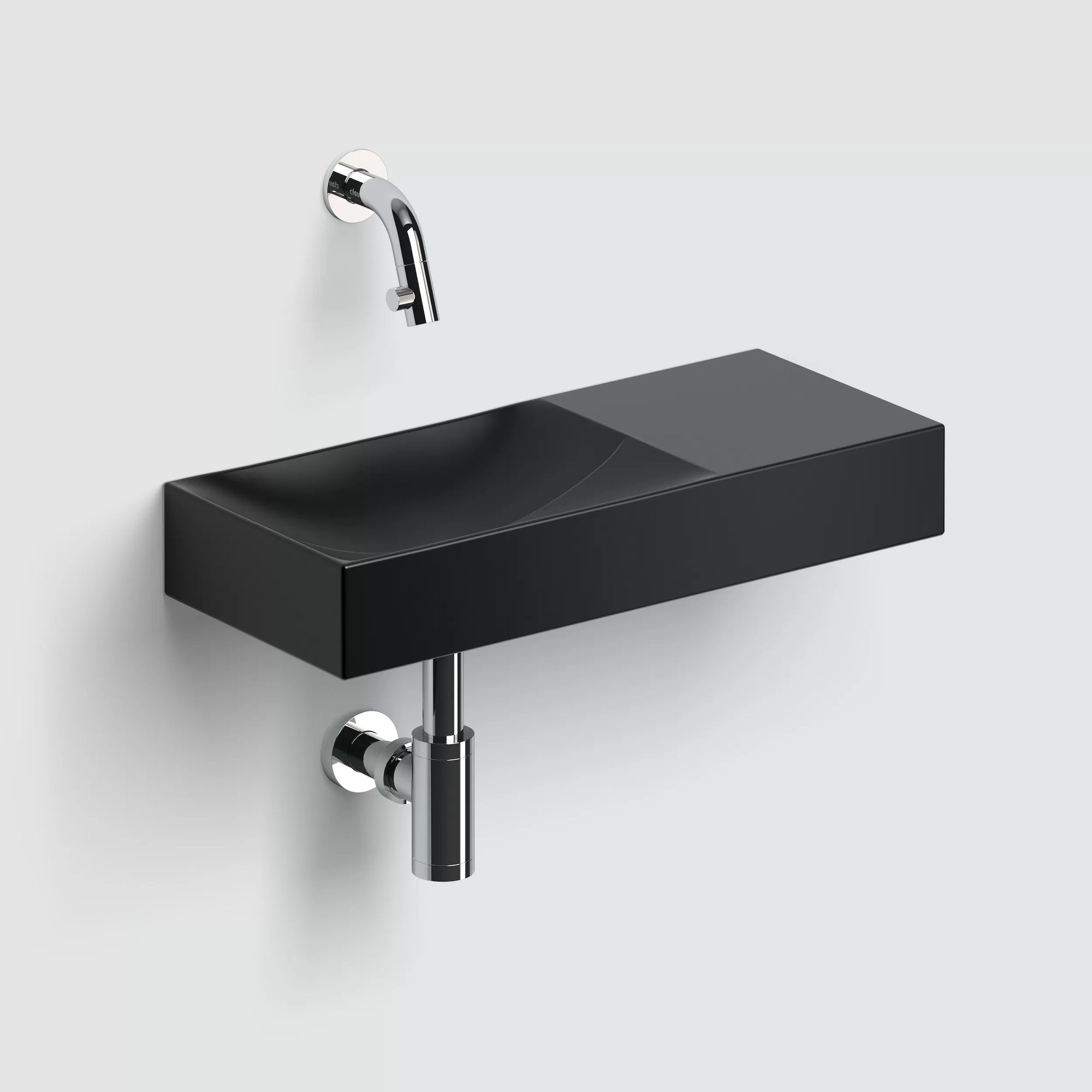 Clou Vale fontein 45x19cm keramiek - zonder kraangat rechts - mat zwart - CL/03.30162.R - Afbeelding 4