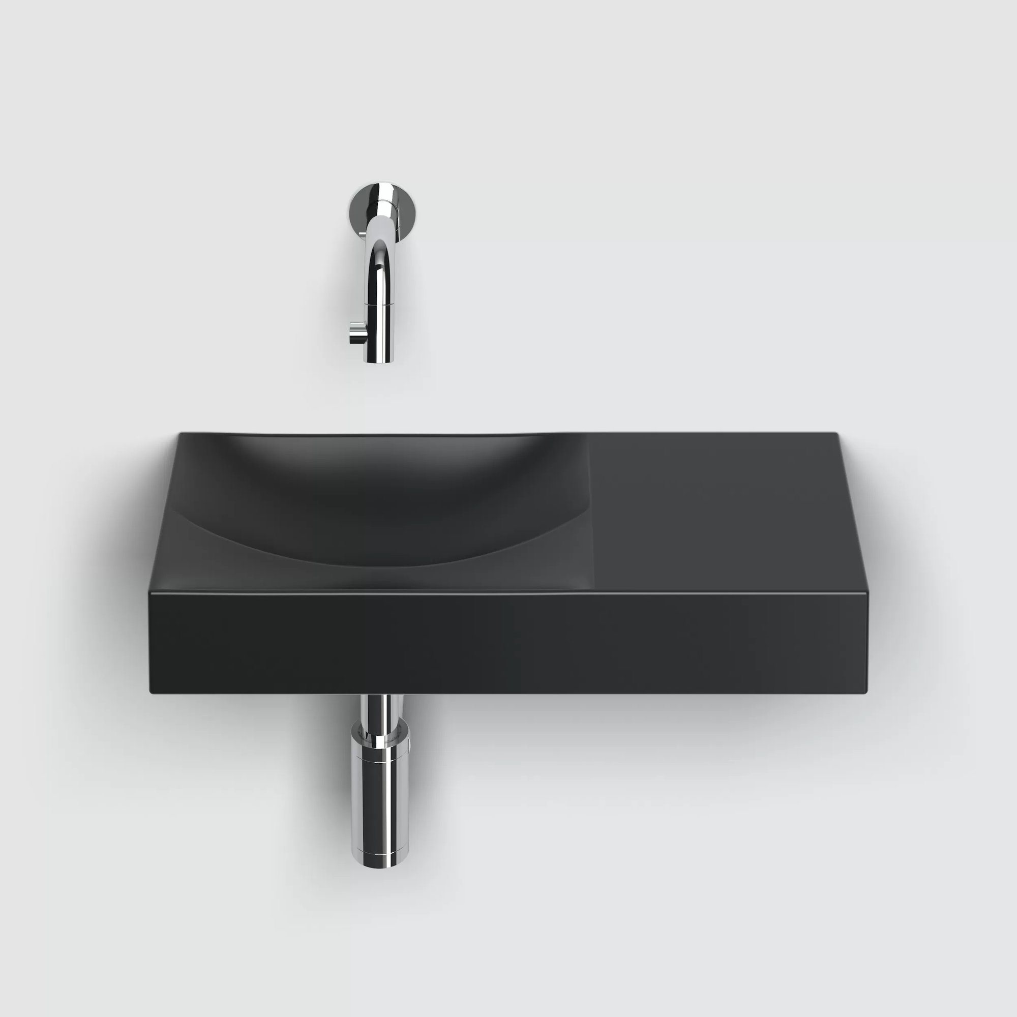 Clou Vale fontein 45x19cm keramiek - zonder kraangat rechts - mat zwart - CL/03.30162.R - Afbeelding 5