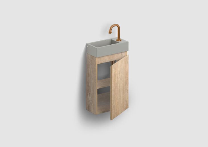 Clou Flush 3 fontein 36x18cm keramiek - met kraangat - rechts - mat grijs - CL/03.32030 - Afbeelding 3