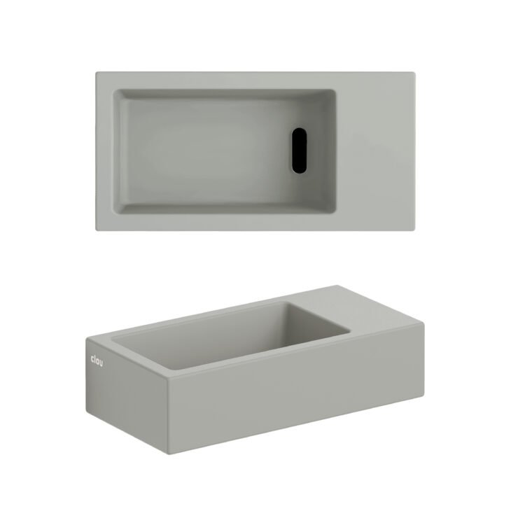 Clou Flush 3 fontein 36x18cm keramiek - zonder kraangat - rechts - mat grijs - CL/03.32031 - Afbeelding 2