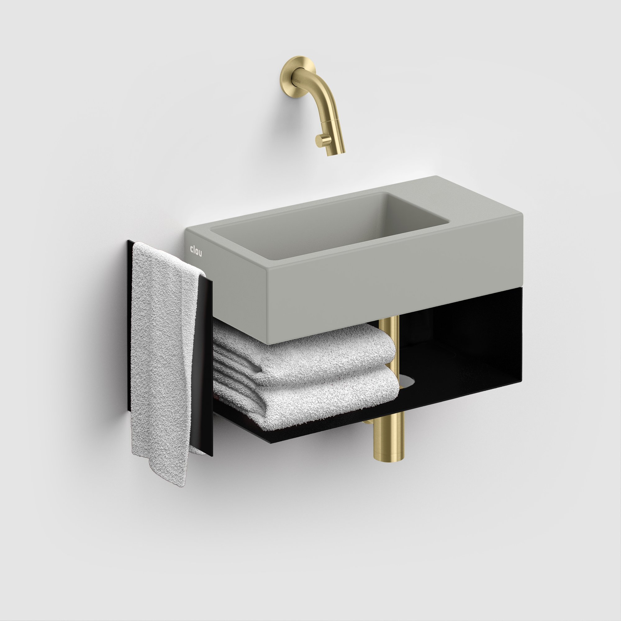 Clou Flush 3 fontein 36x18cm keramiek - zonder kraangat - rechts - mat grijs - CL/03.32031 - Afbeelding 4