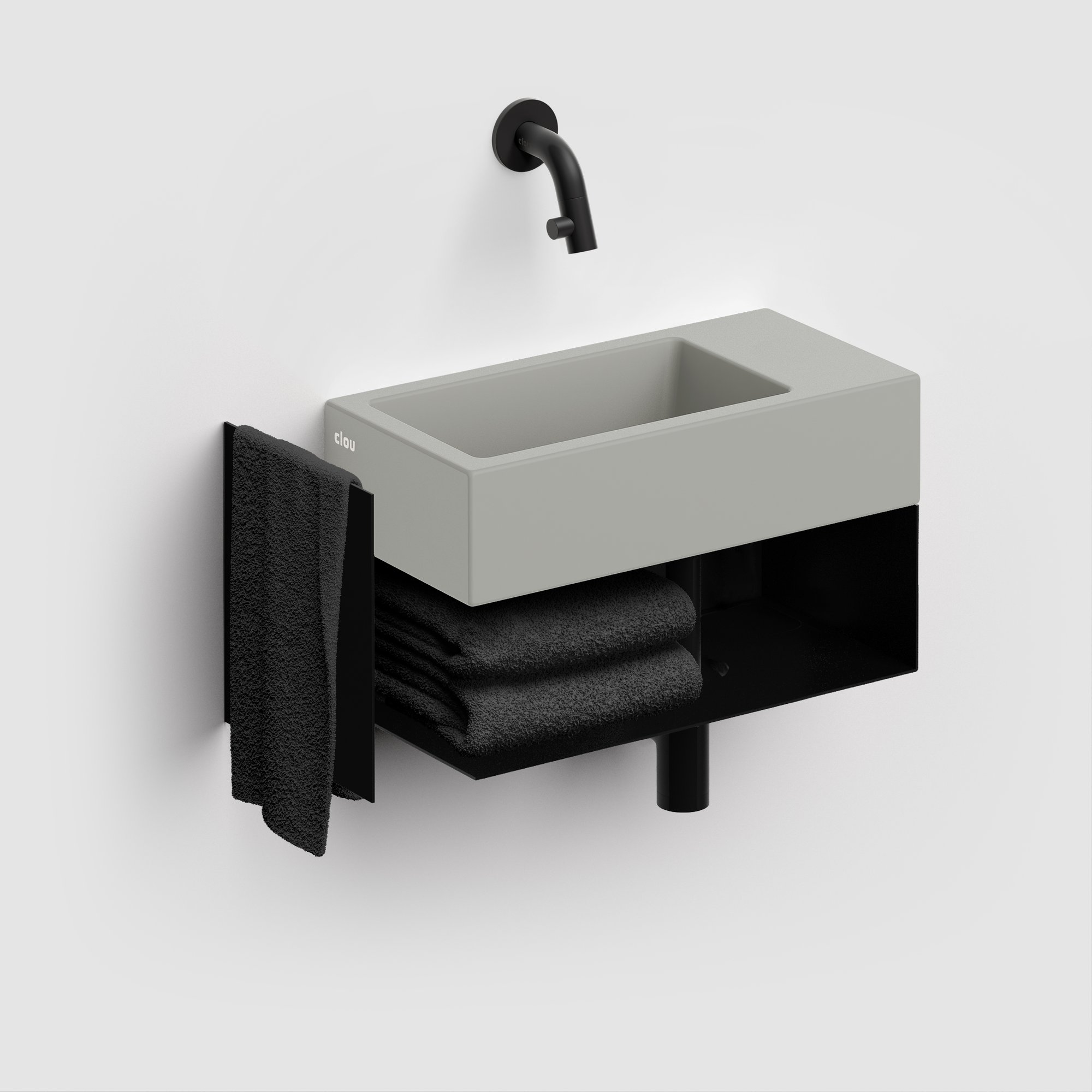 Clou Flush 3 fontein 36x18cm keramiek - zonder kraangat - rechts - mat grijs - CL/03.32031 - Afbeelding 6